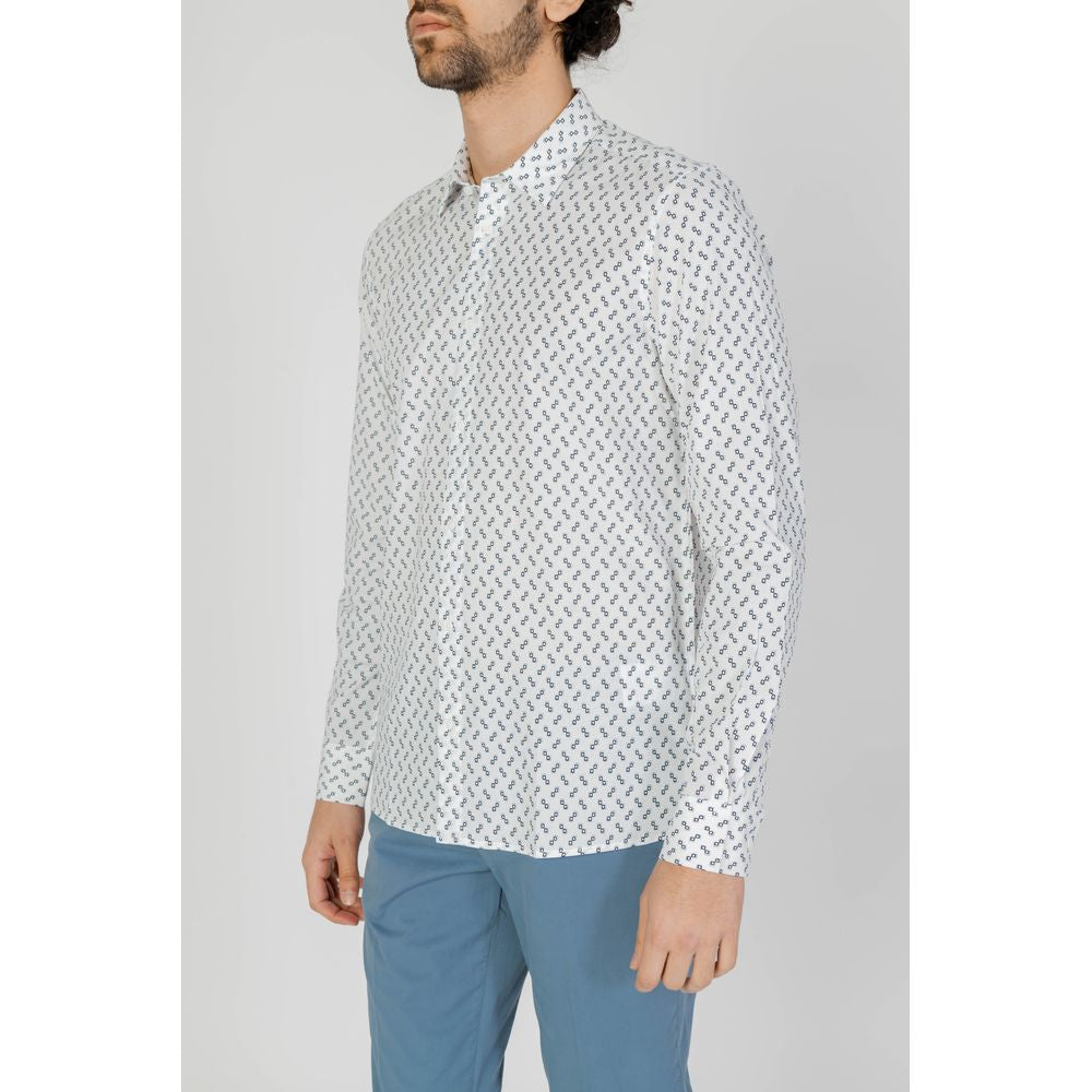 White Viscose Pattern Shirt - ventzia