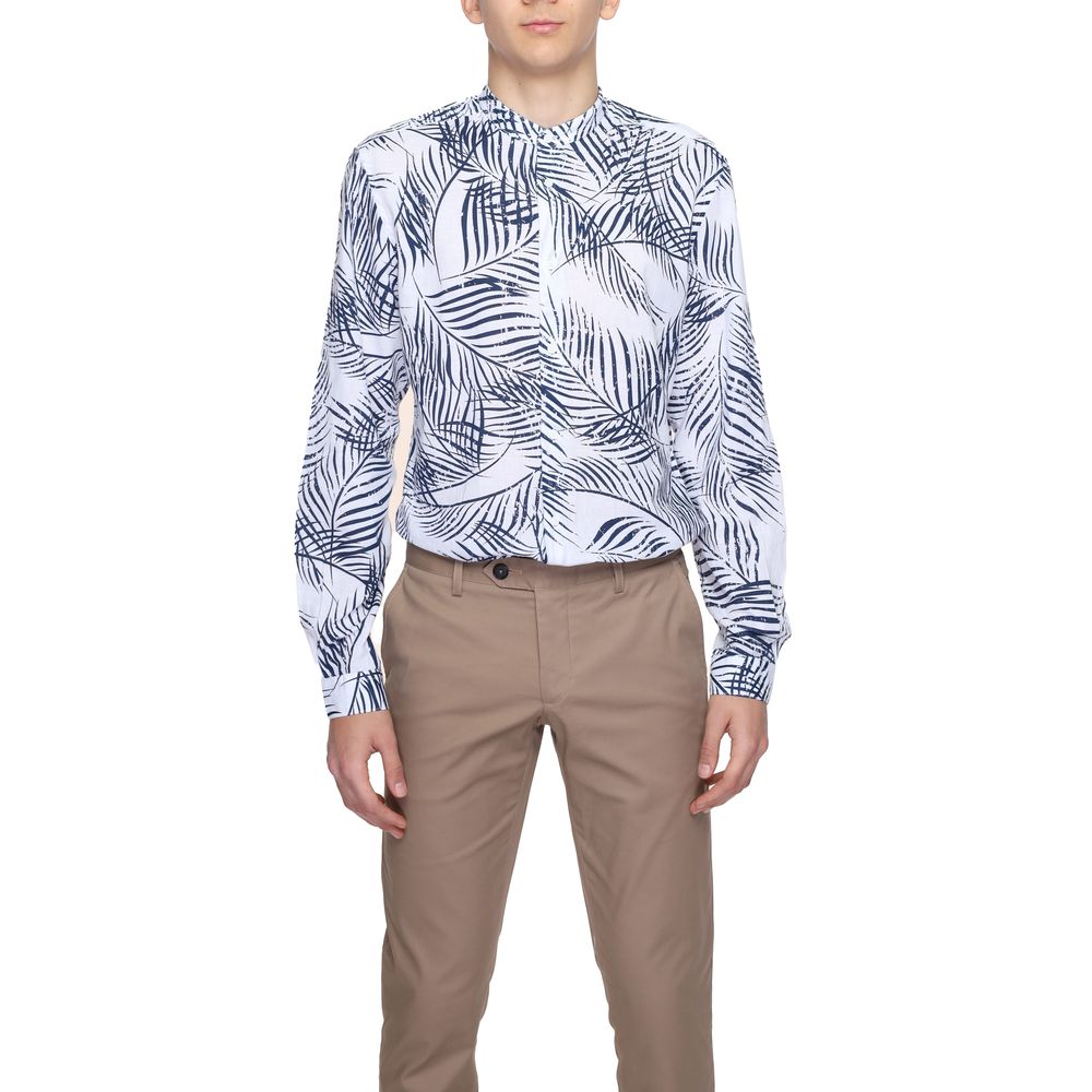 Blue Cotton Pattern Shirt - ventzia