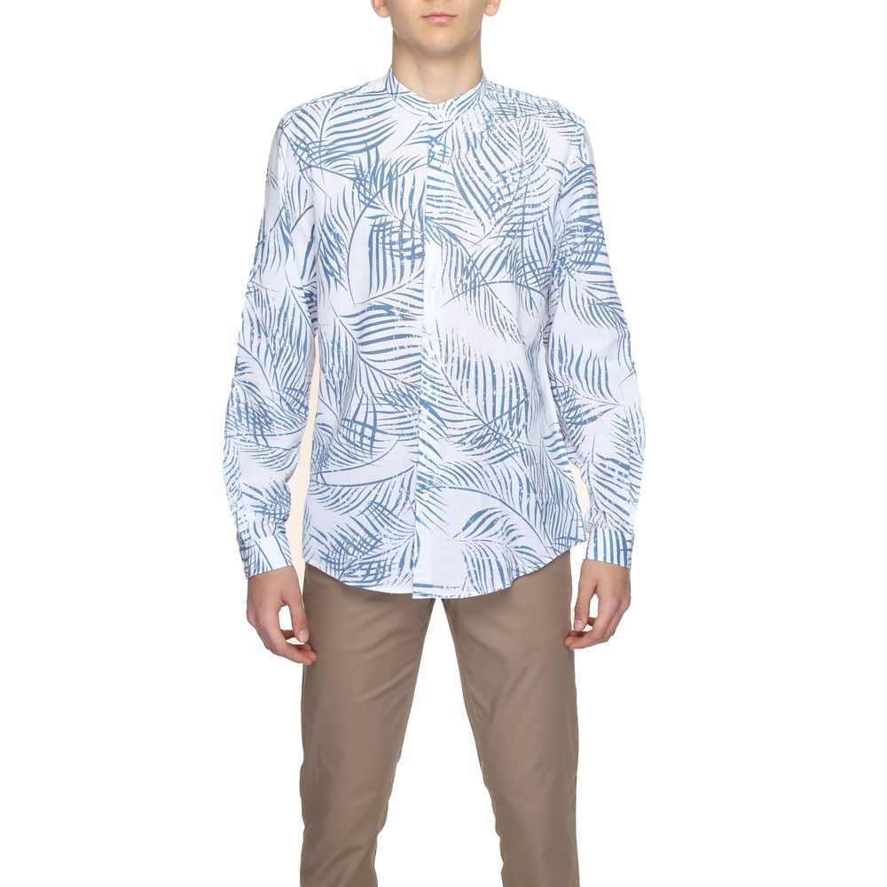 Blue Cotton Pattern Shirt - ventzia