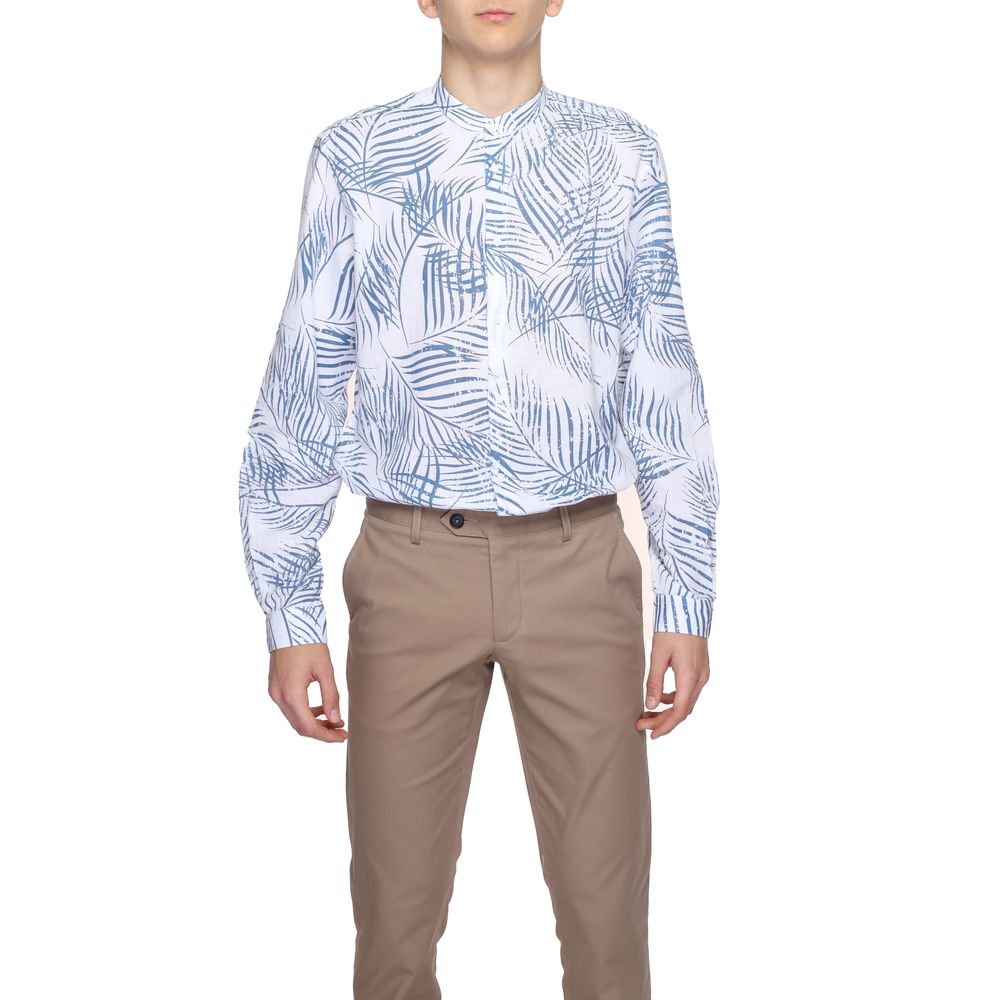 Blue Cotton Pattern Shirt - ventzia