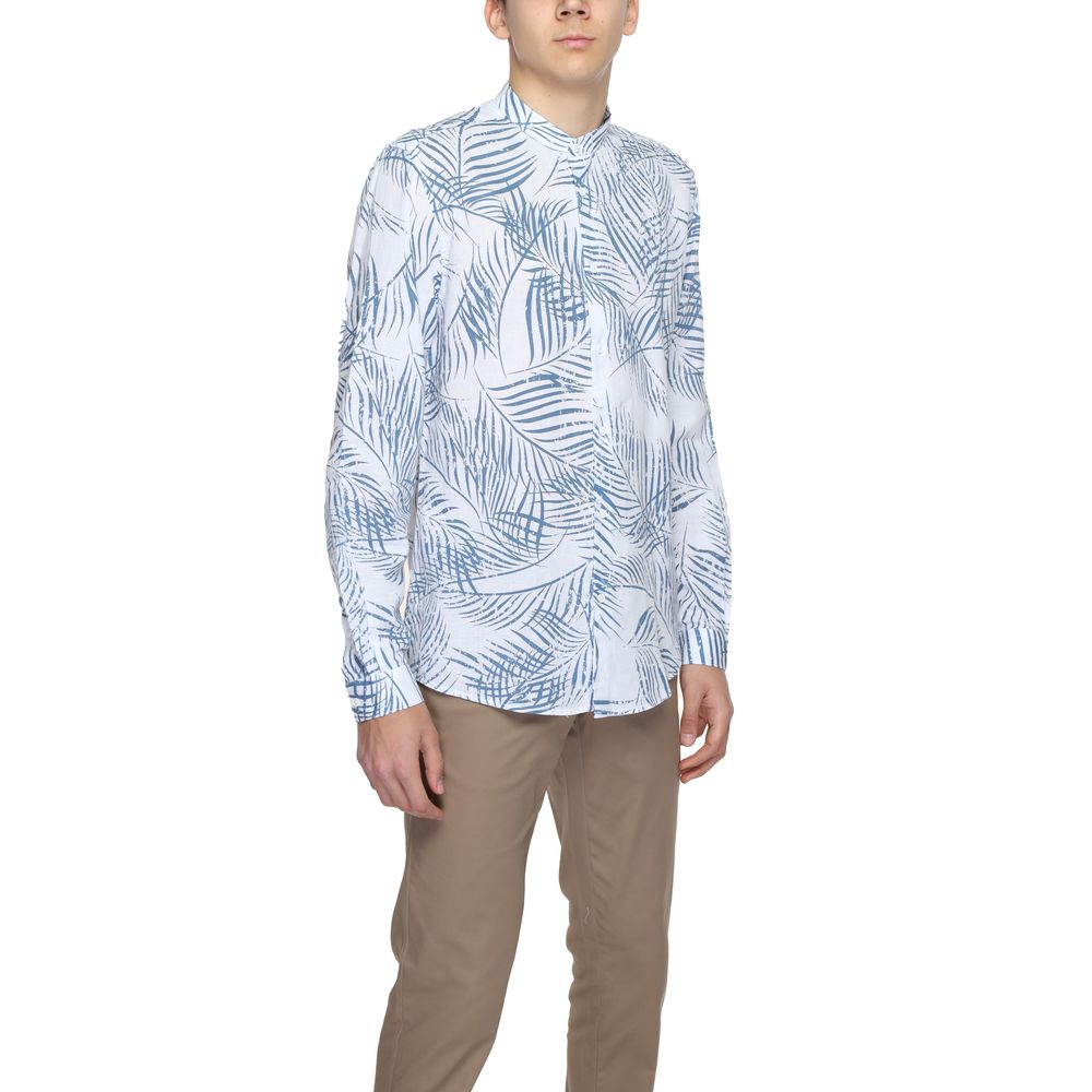 Blue Cotton Pattern Shirt - ventzia