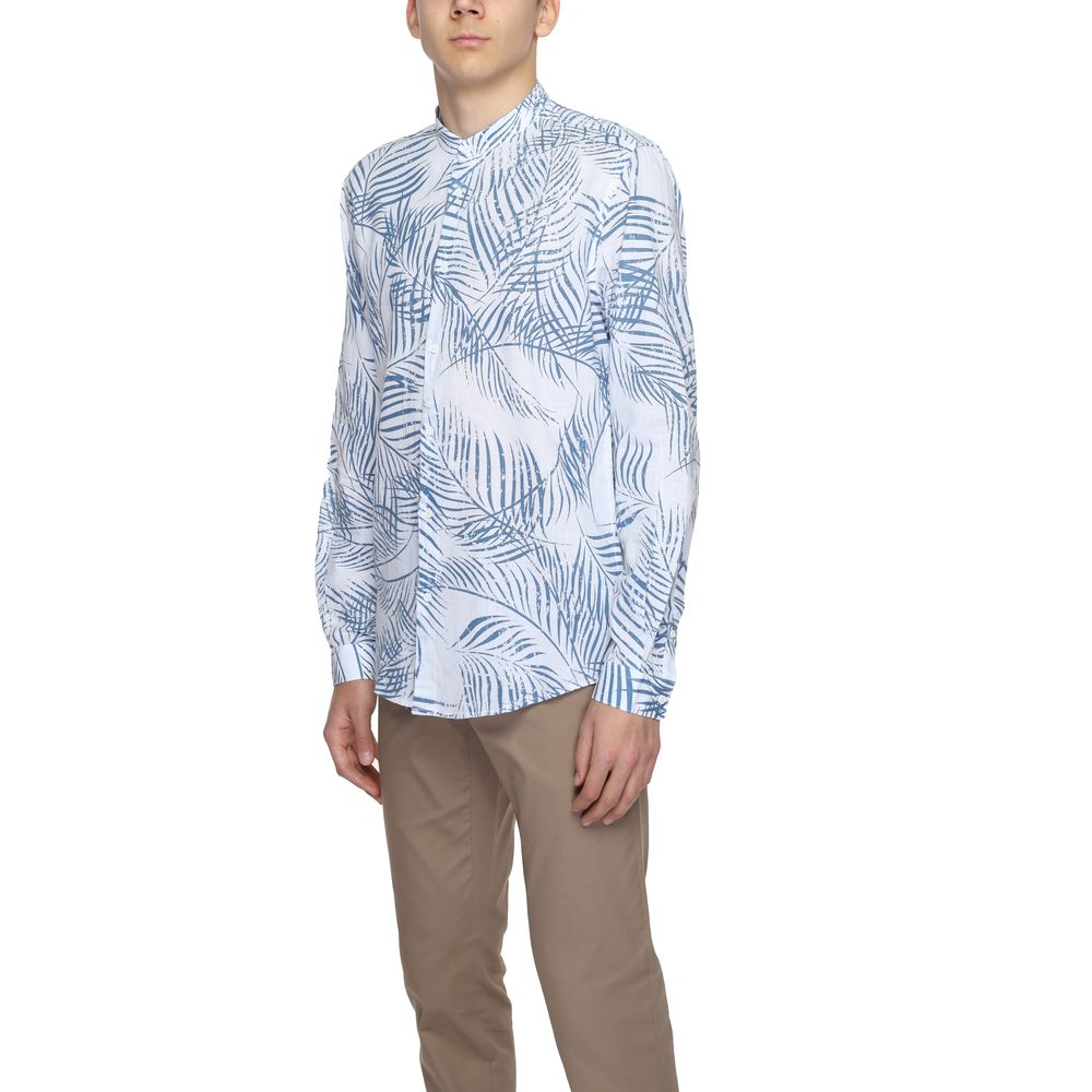 Blue Cotton Pattern Shirt - ventzia