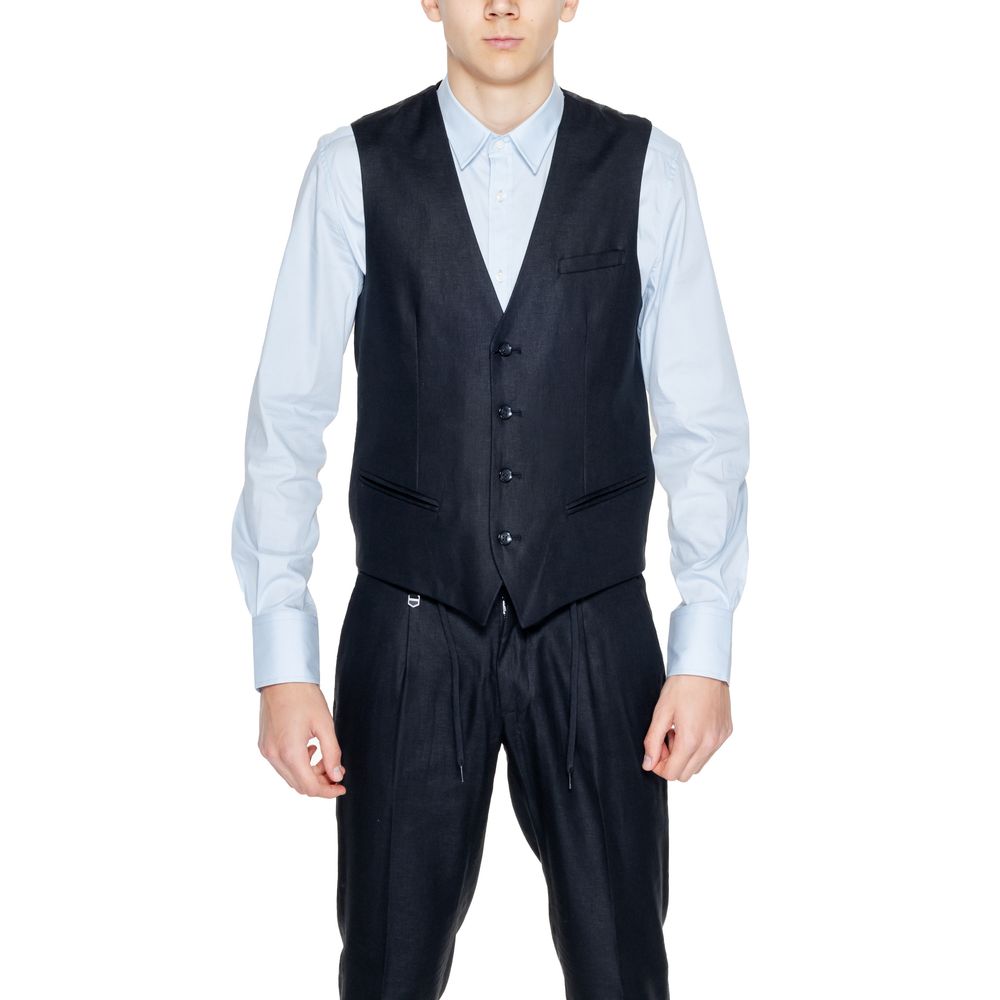 Black Linen Waistcoat - ventzia