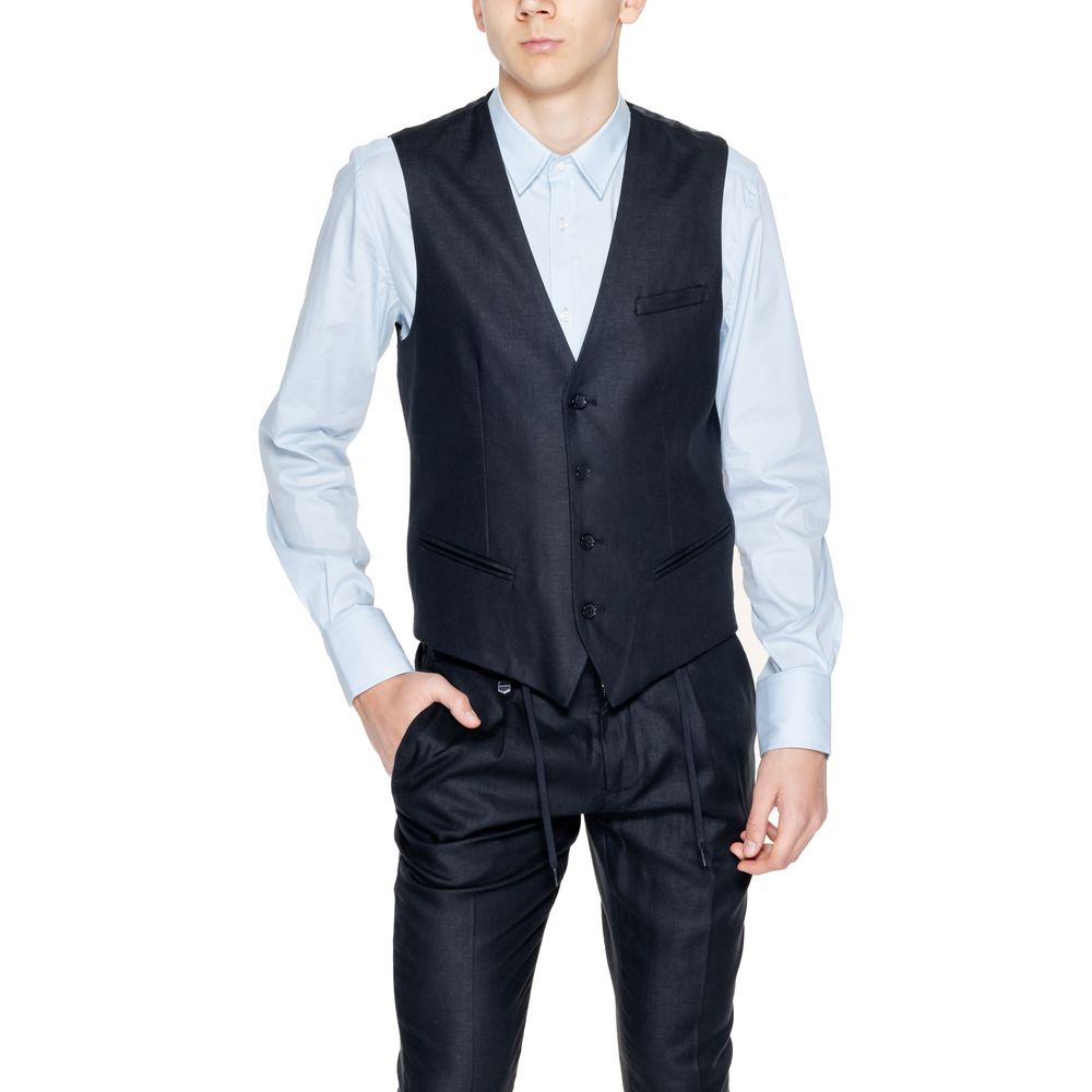 Black Linen Waistcoat - ventzia