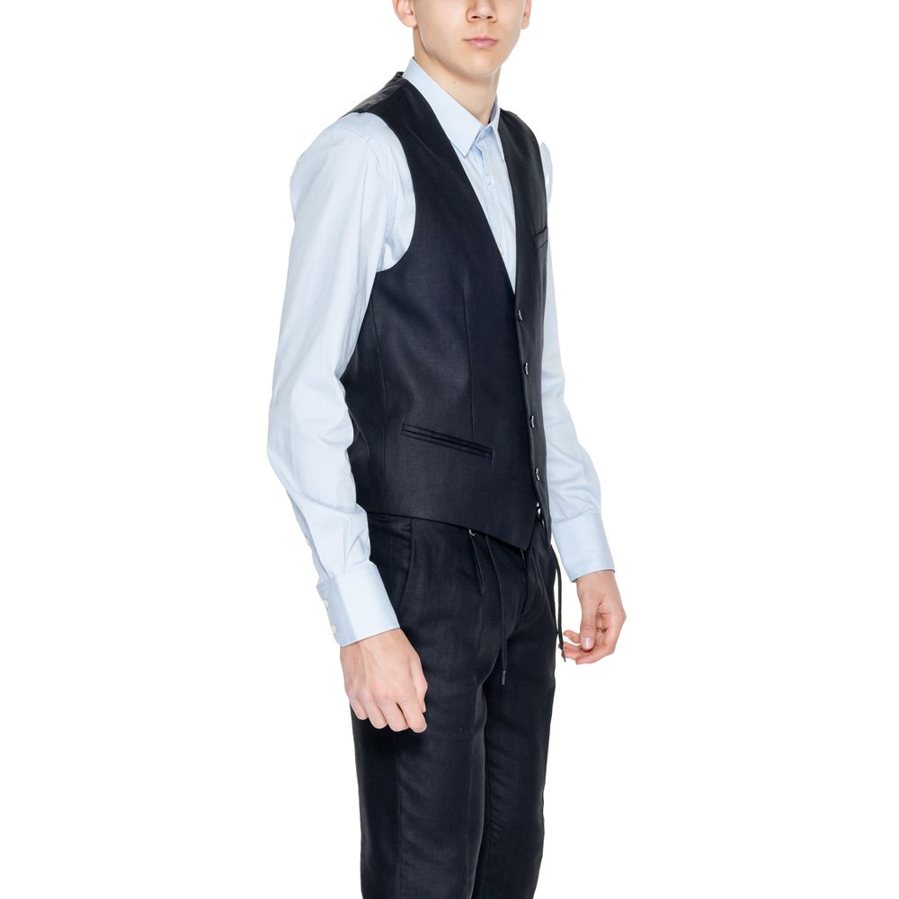 Black Linen Waistcoat - ventzia