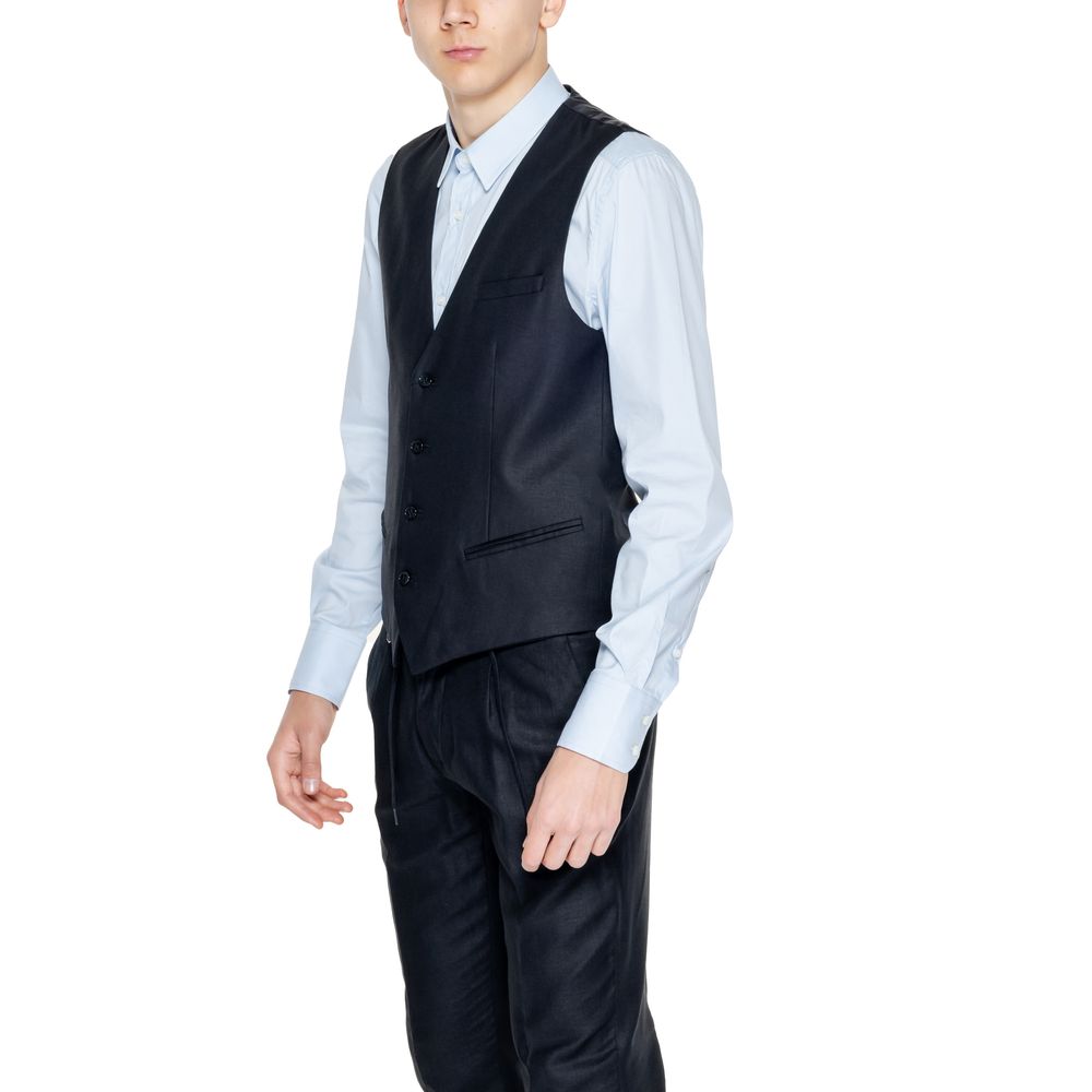 Black Linen Waistcoat - ventzia