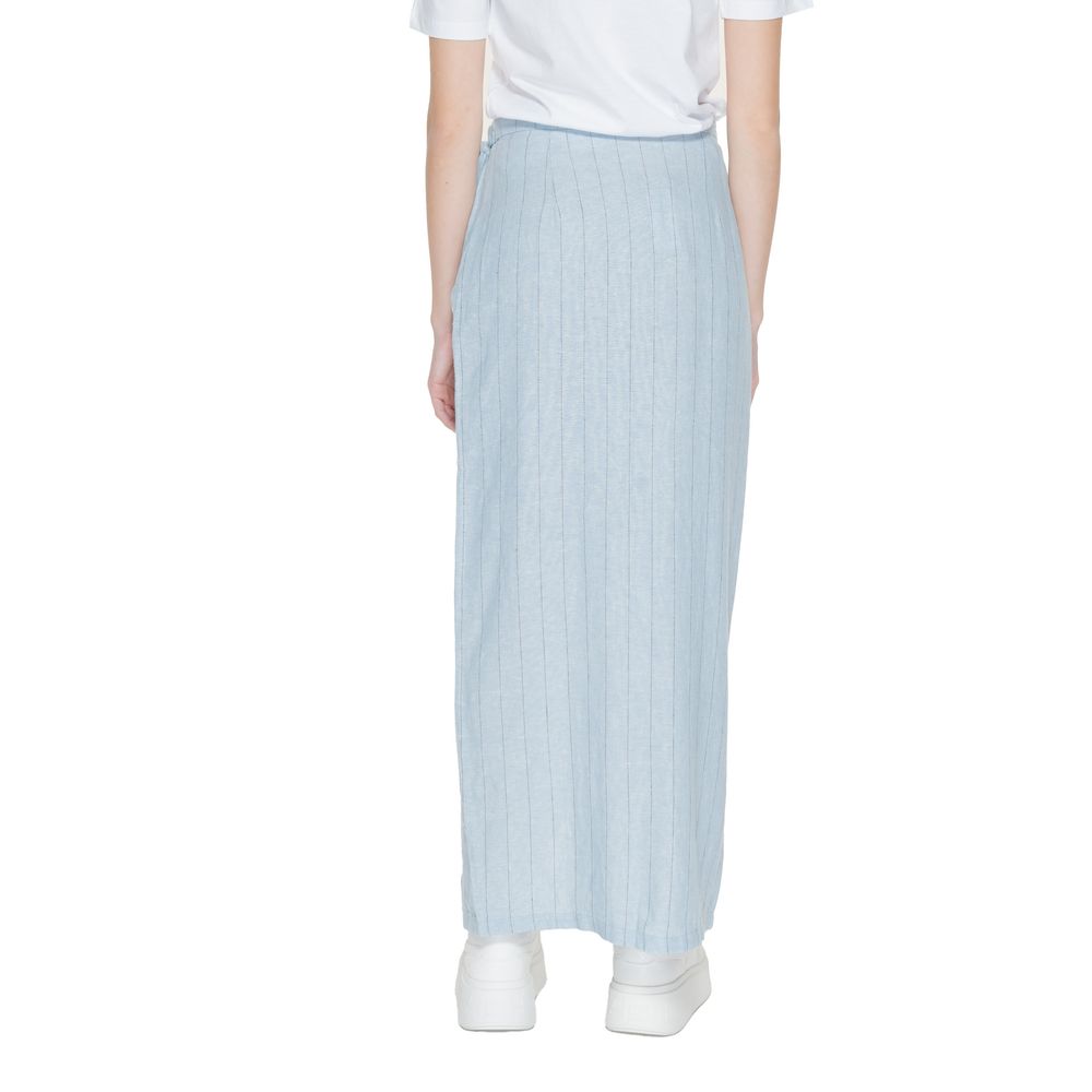 Light Blue Linen Long Skirt