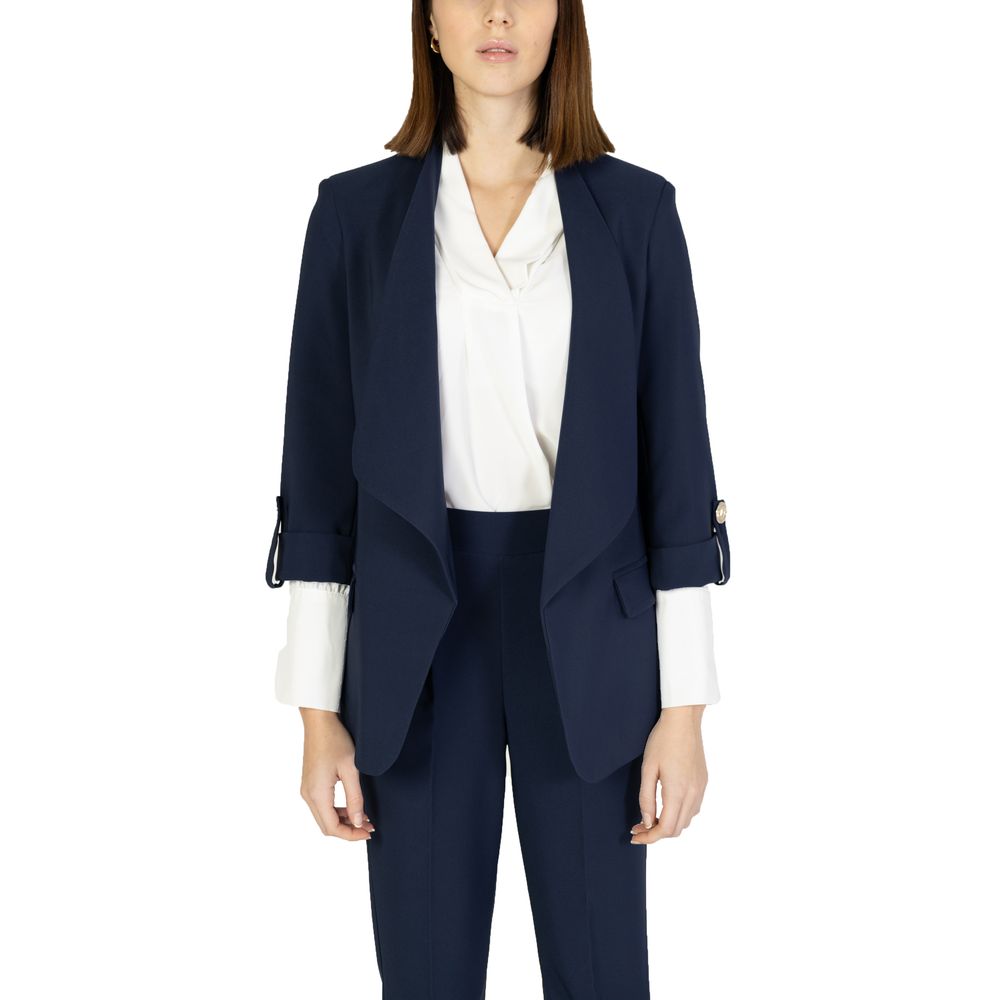 Blue Polyester Blazer - ventzia