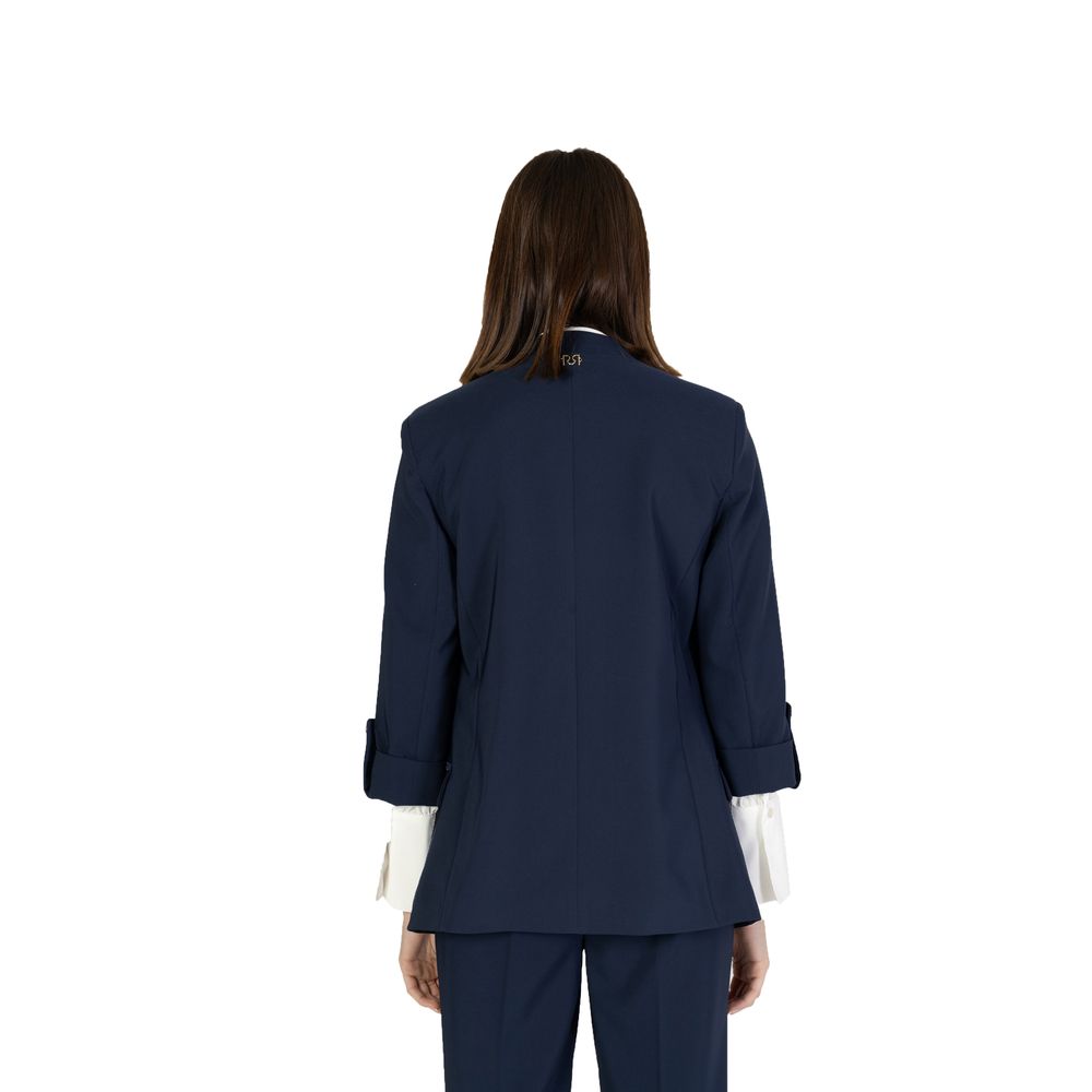 Blue Polyester Blazer - ventzia