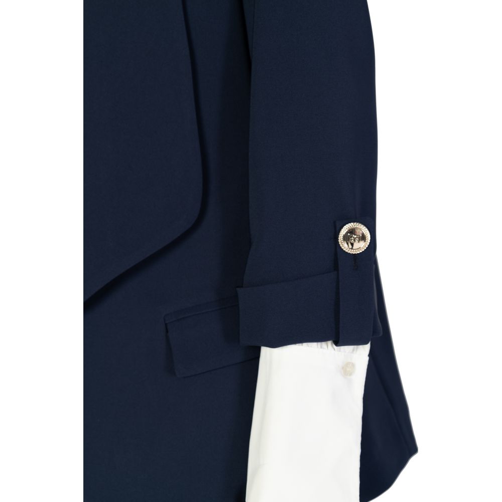 Blue Polyester Blazer - ventzia