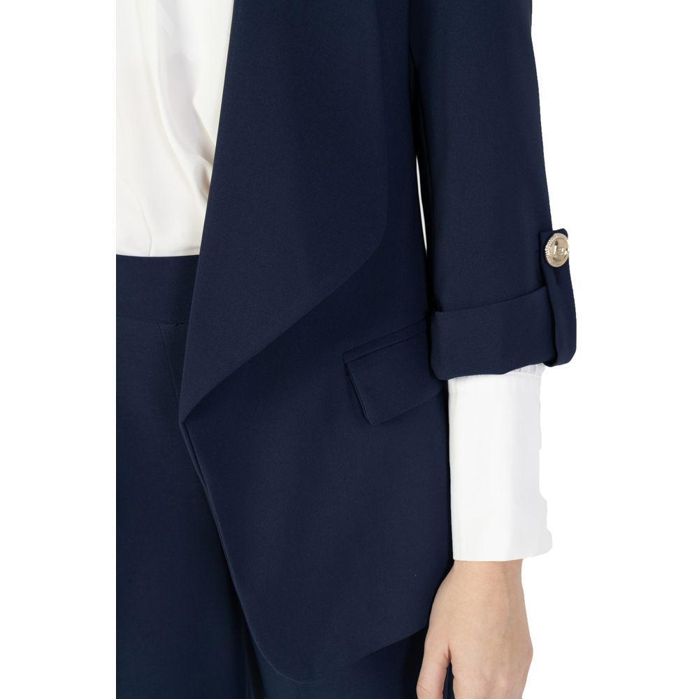 Blue Polyester Blazer - ventzia