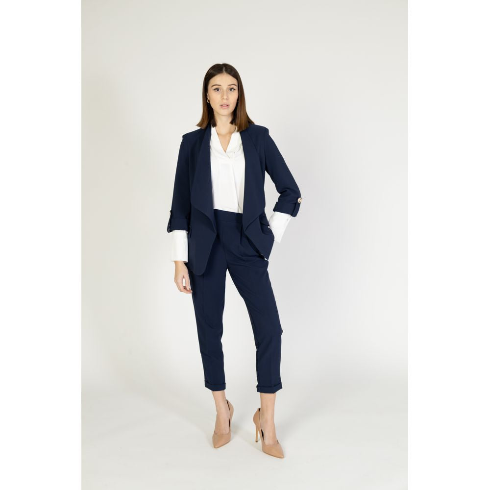 Blue Polyester Blazer - ventzia
