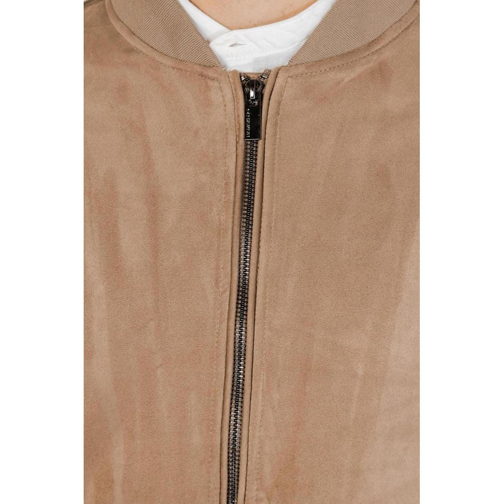 Brown Polyester Jackets & Coat