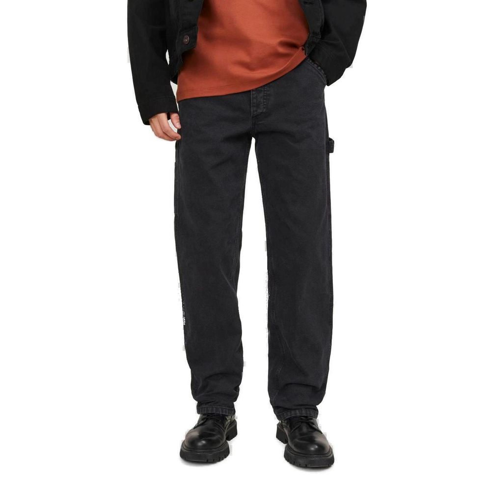 Black Cotton Relaxed Fit Jean - ventzia
