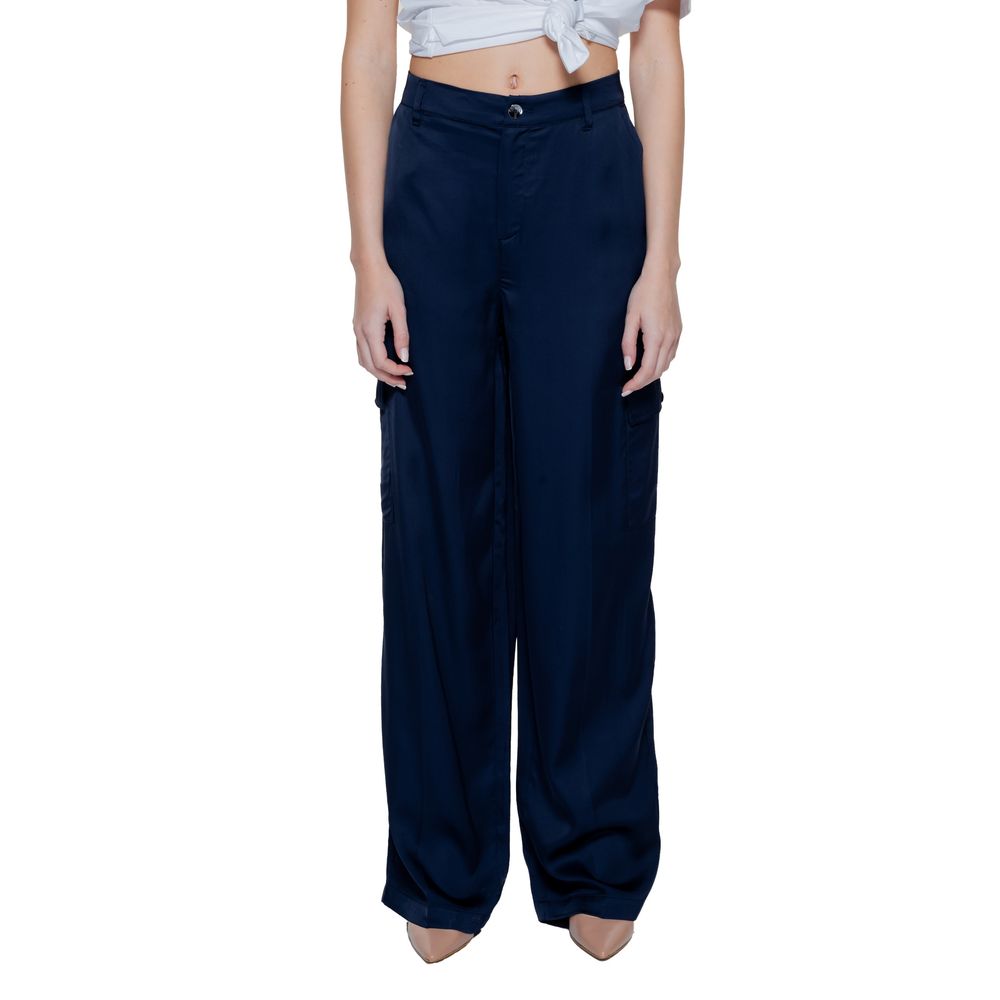 Blue Viscose Casual Pants - ventzia