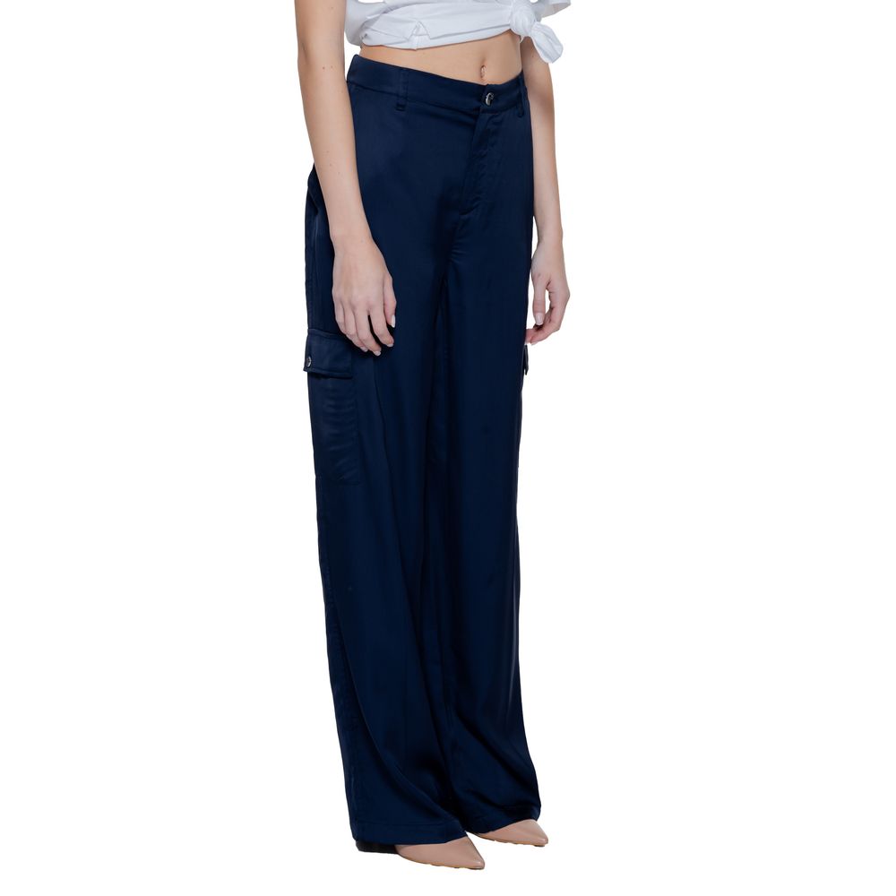 Blue Viscose Casual Pants - ventzia