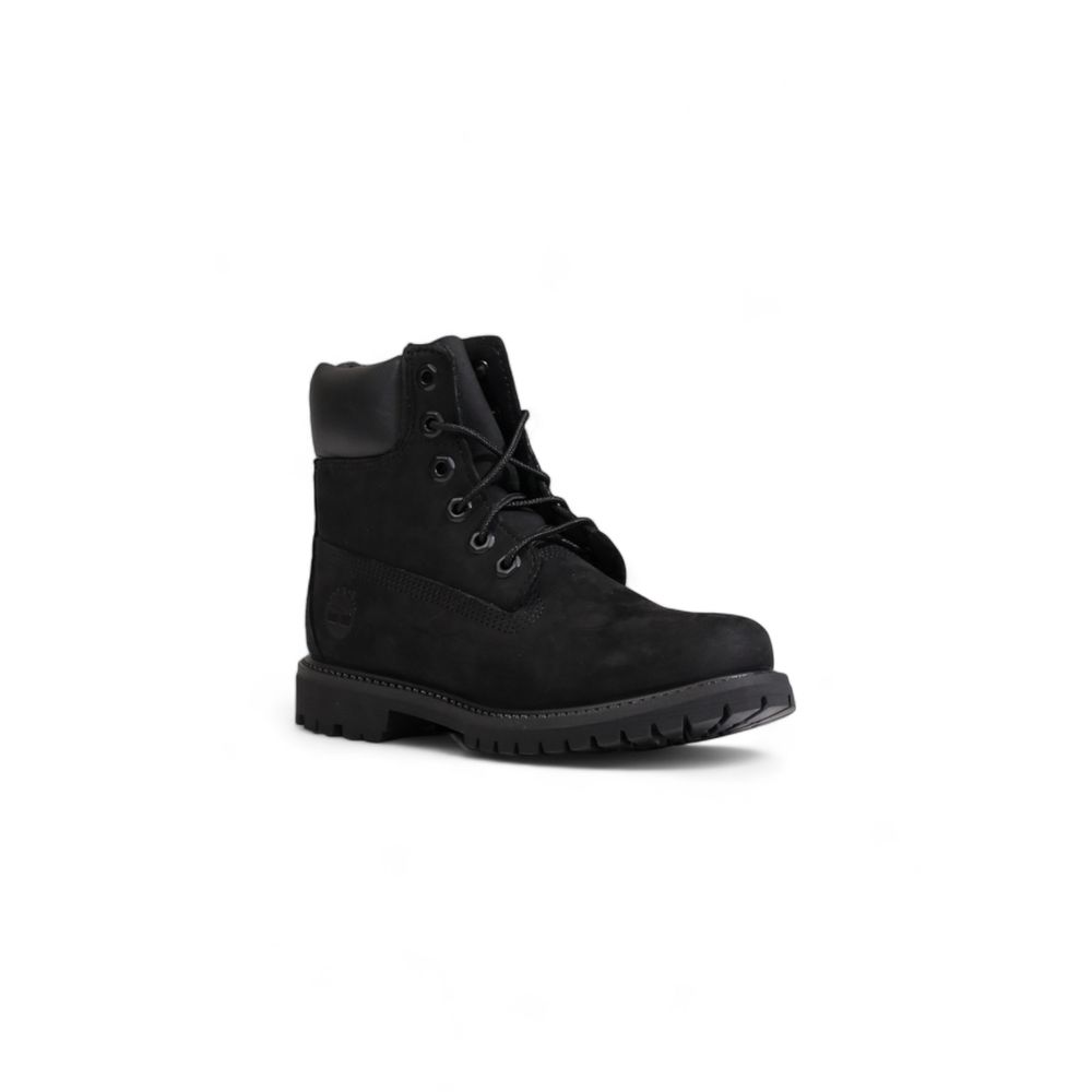 Black Recycled Leather Lace-Up Boots - ventzia