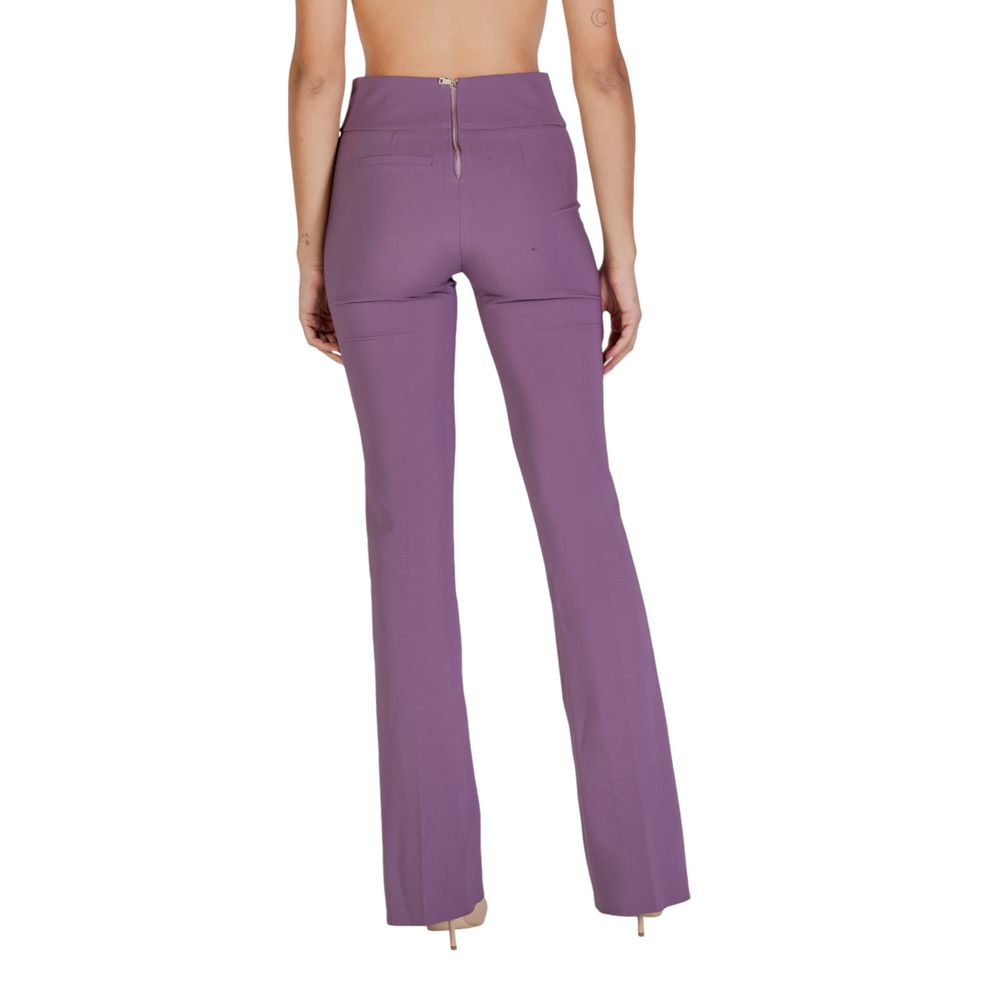 Purple Polyester Flared Pants