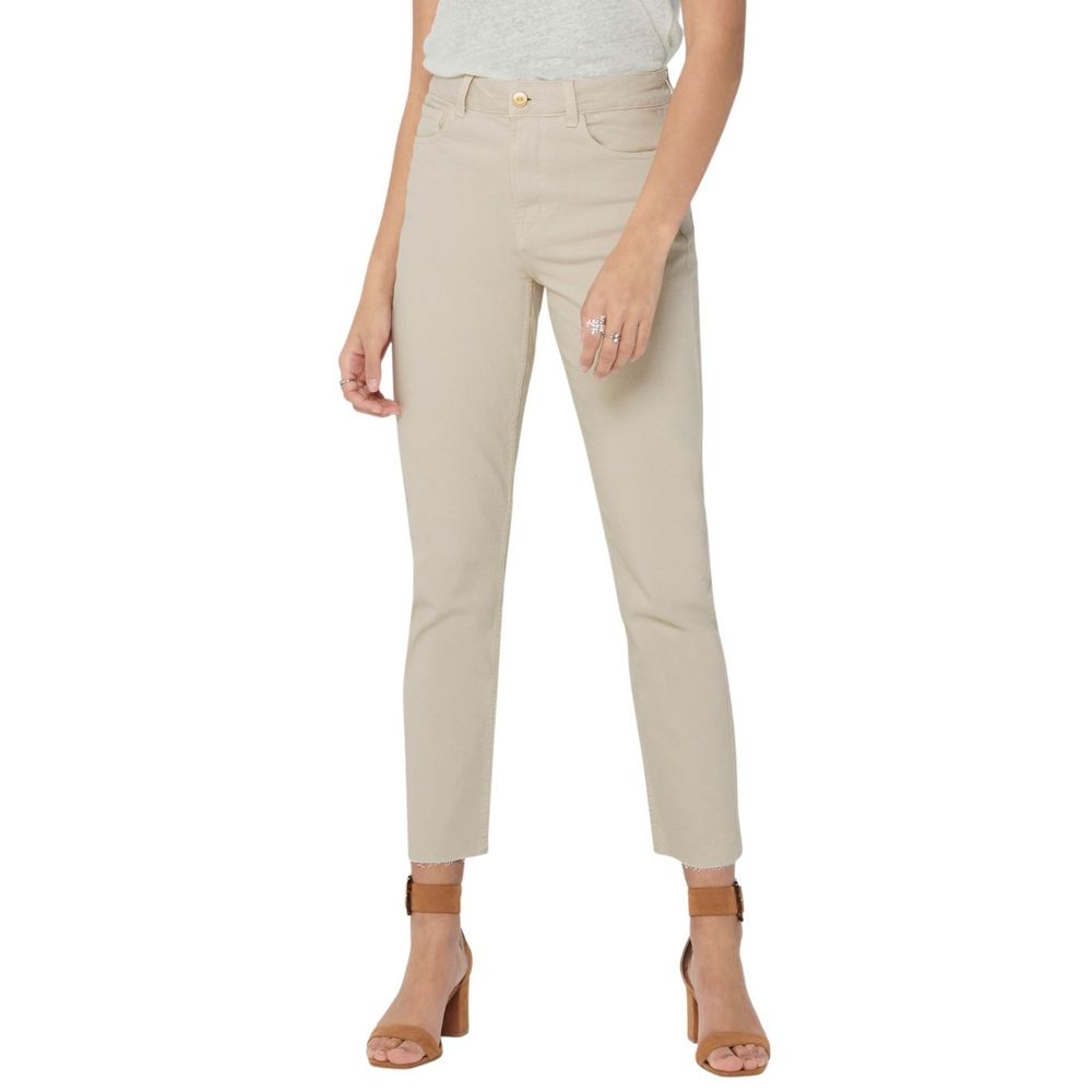 Beige Cotton Mom Jean - ventzia