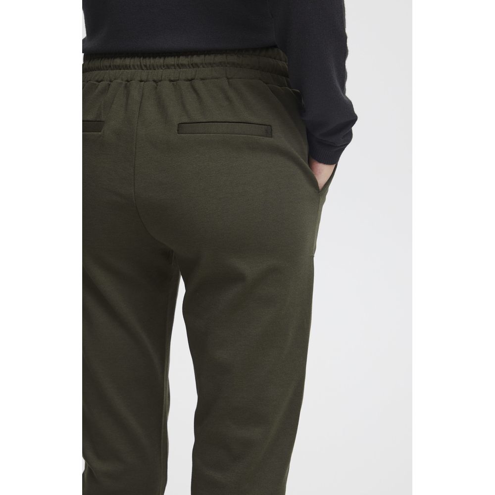 Green Polyester Casual Pants - ventzia