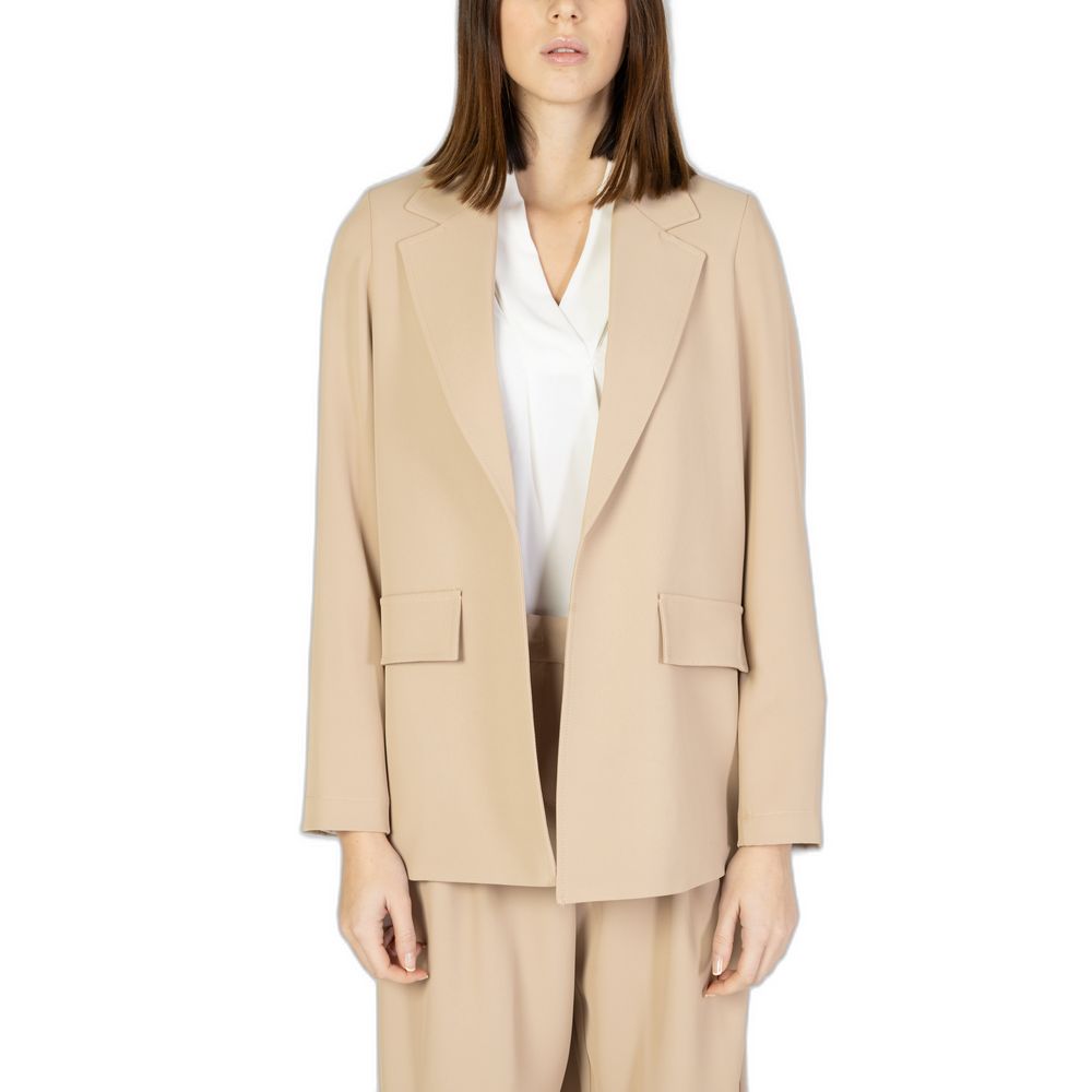 Beige Polyester Blazer - ventzia