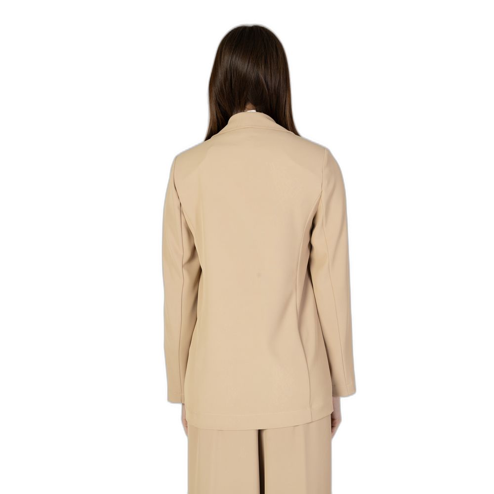 Beige Polyester Blazer - ventzia