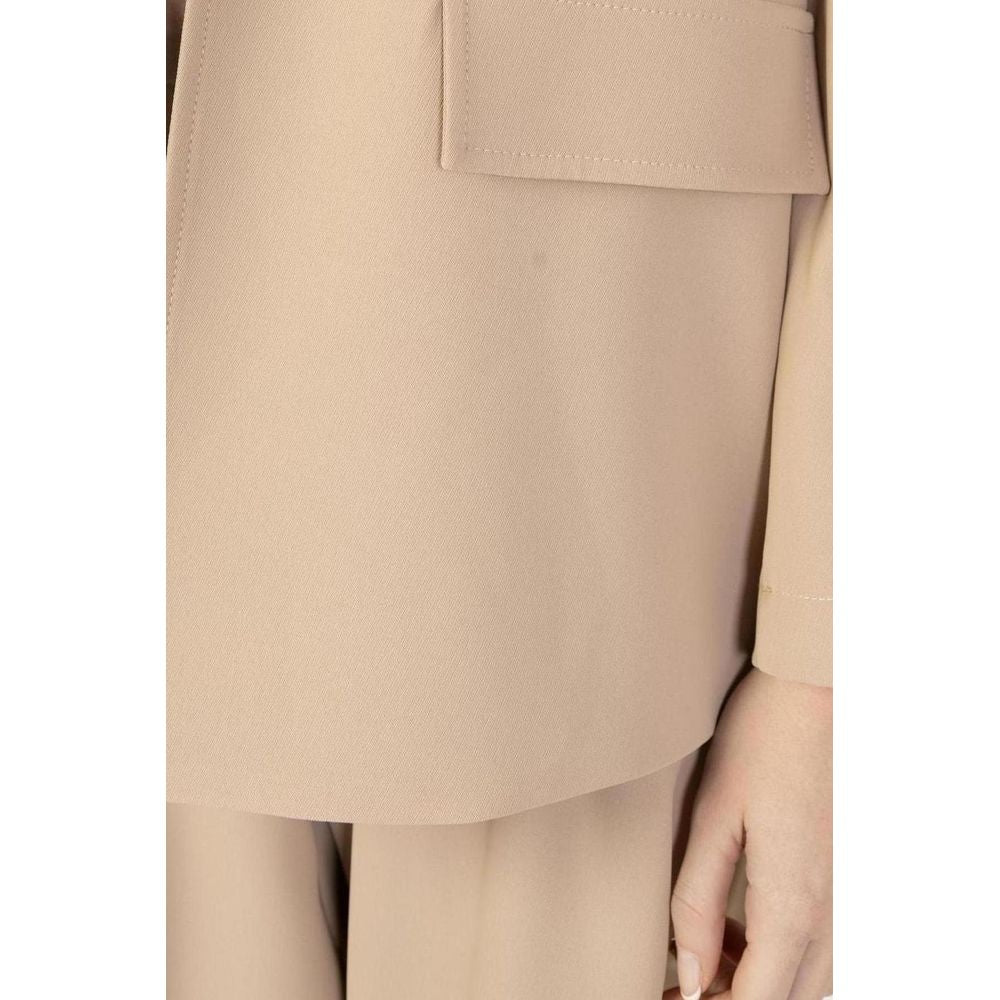 Beige Polyester Blazer - ventzia