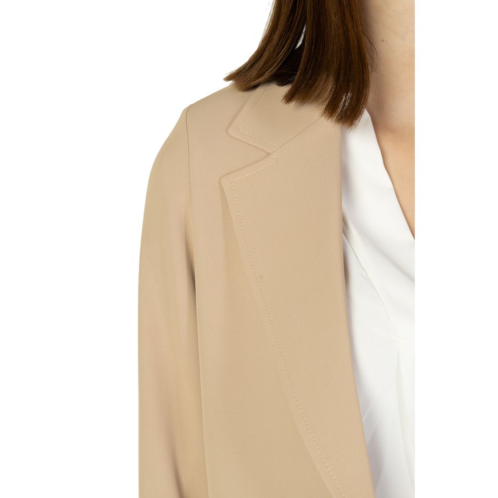 Beige Polyester Blazer - ventzia