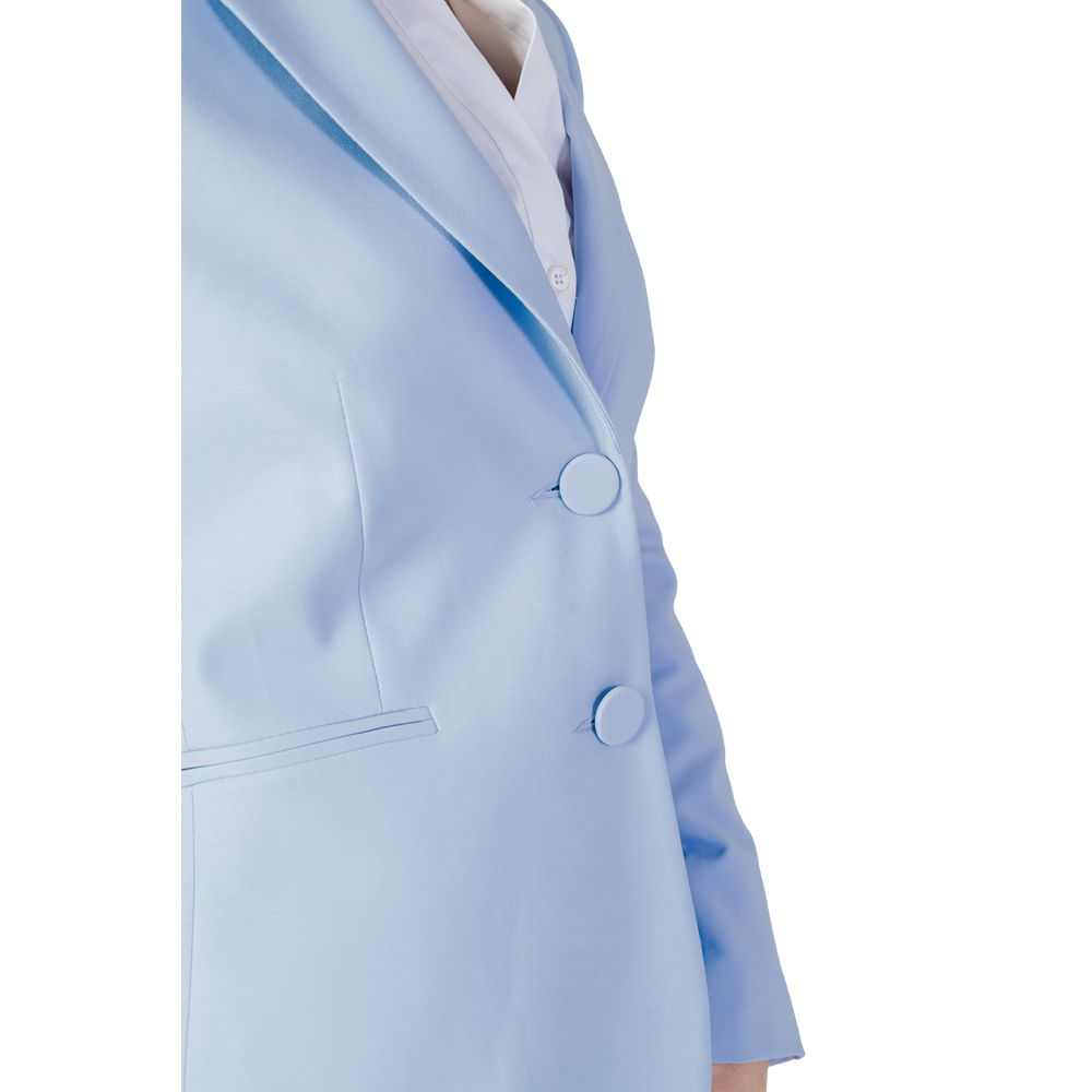 Blue Polyester Blazer - ventzia