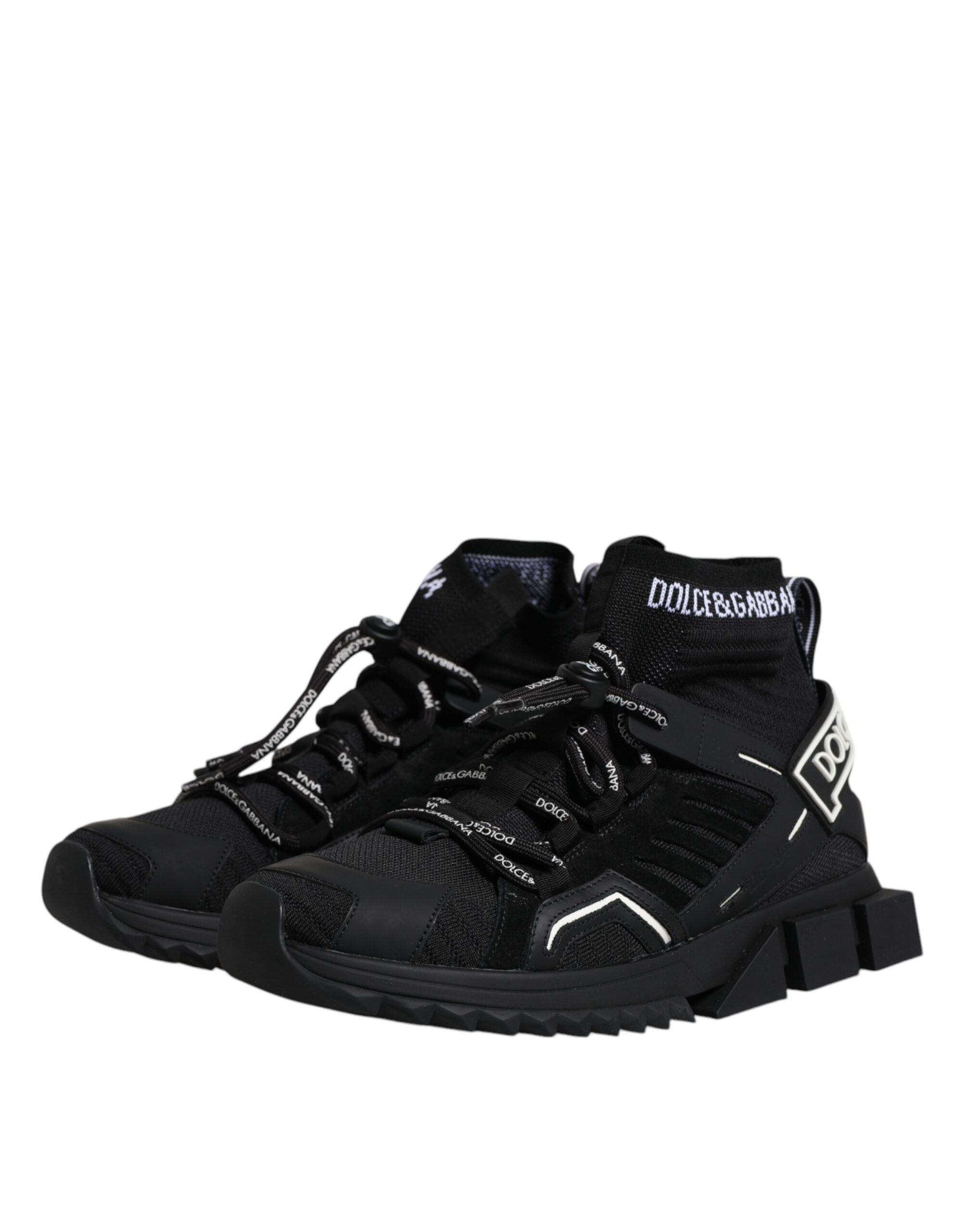 Black Sorrento Logo Men Sneakers Socks Shoes - ventzia