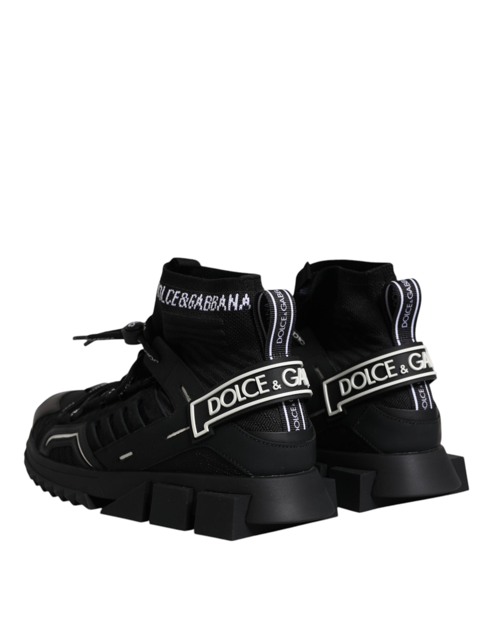 Black Sorrento Logo Men Sneakers Socks Shoes - ventzia