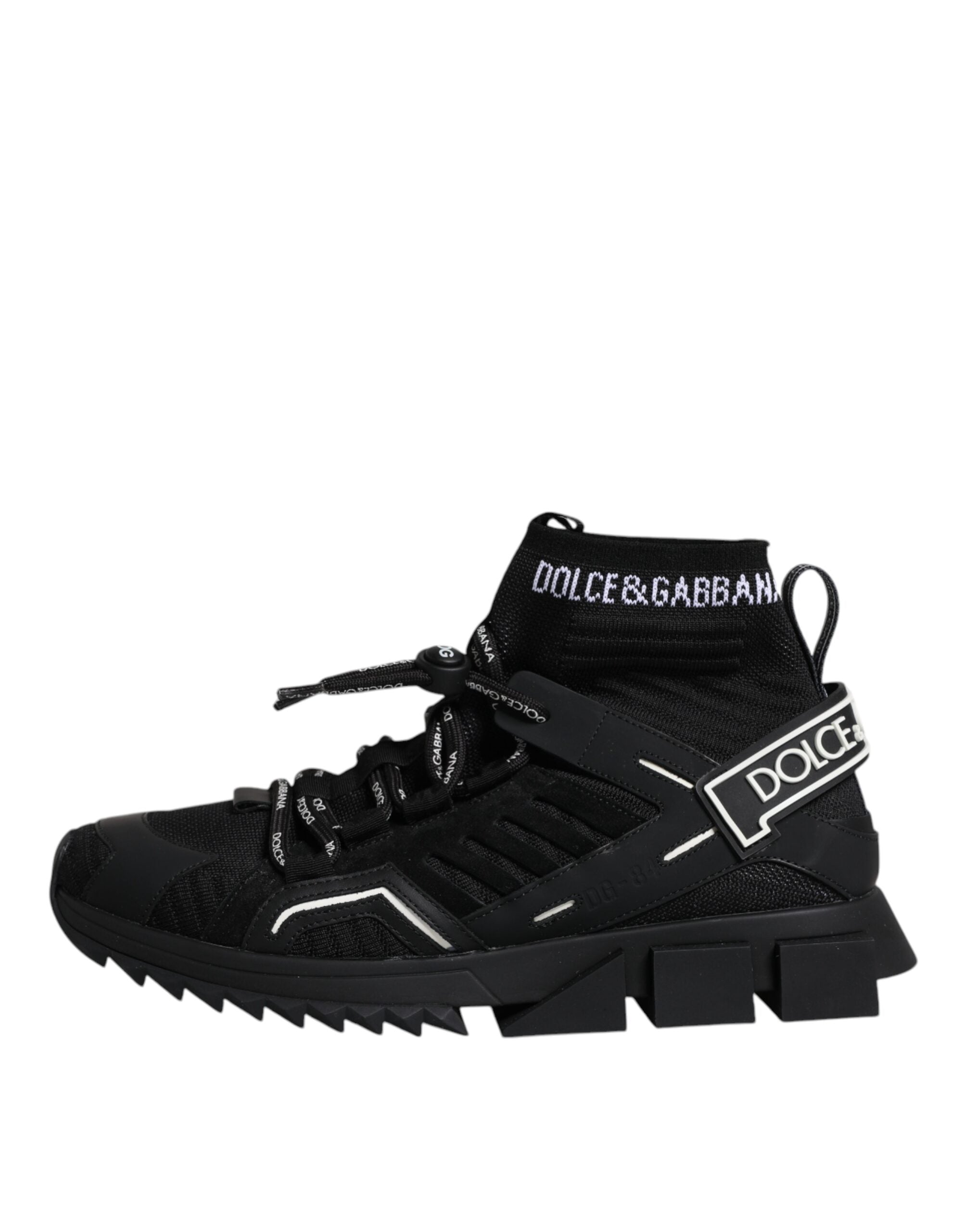 Black Sorrento Logo Men Sneakers Socks Shoes - ventzia