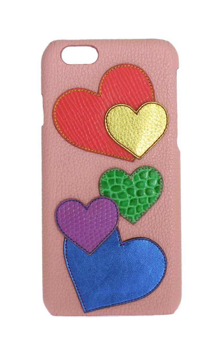 Chic Pink Leather Heart-Embellished Phone Cover - ventzia