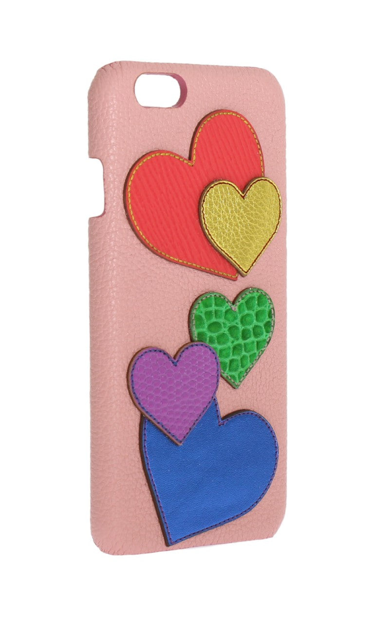 Chic Pink Leather Heart-Embellished Phone Cover - ventzia