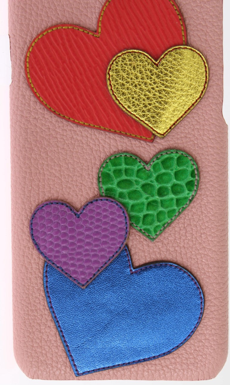 Chic Pink Leather Heart-Embellished Phone Cover - ventzia