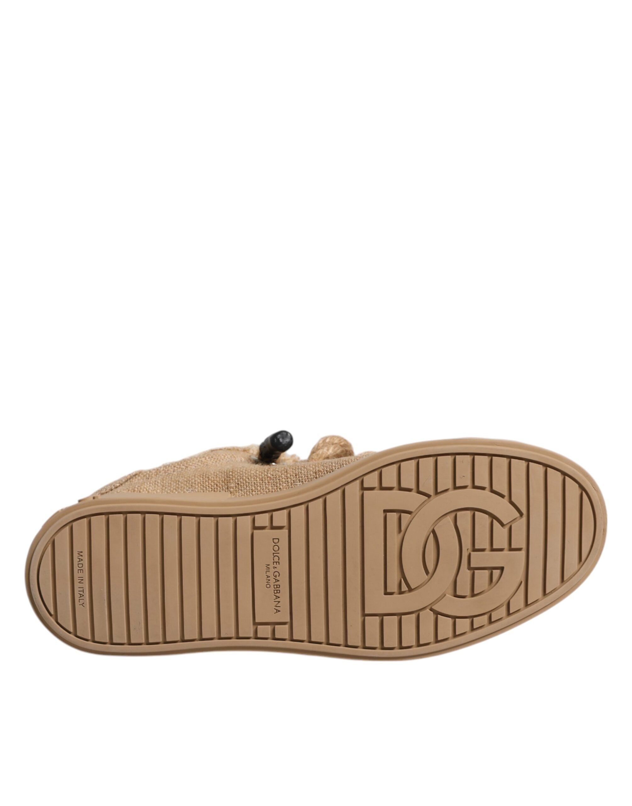 Brown Jute Fabric Low Top Men Sneakers Shoes - ventzia