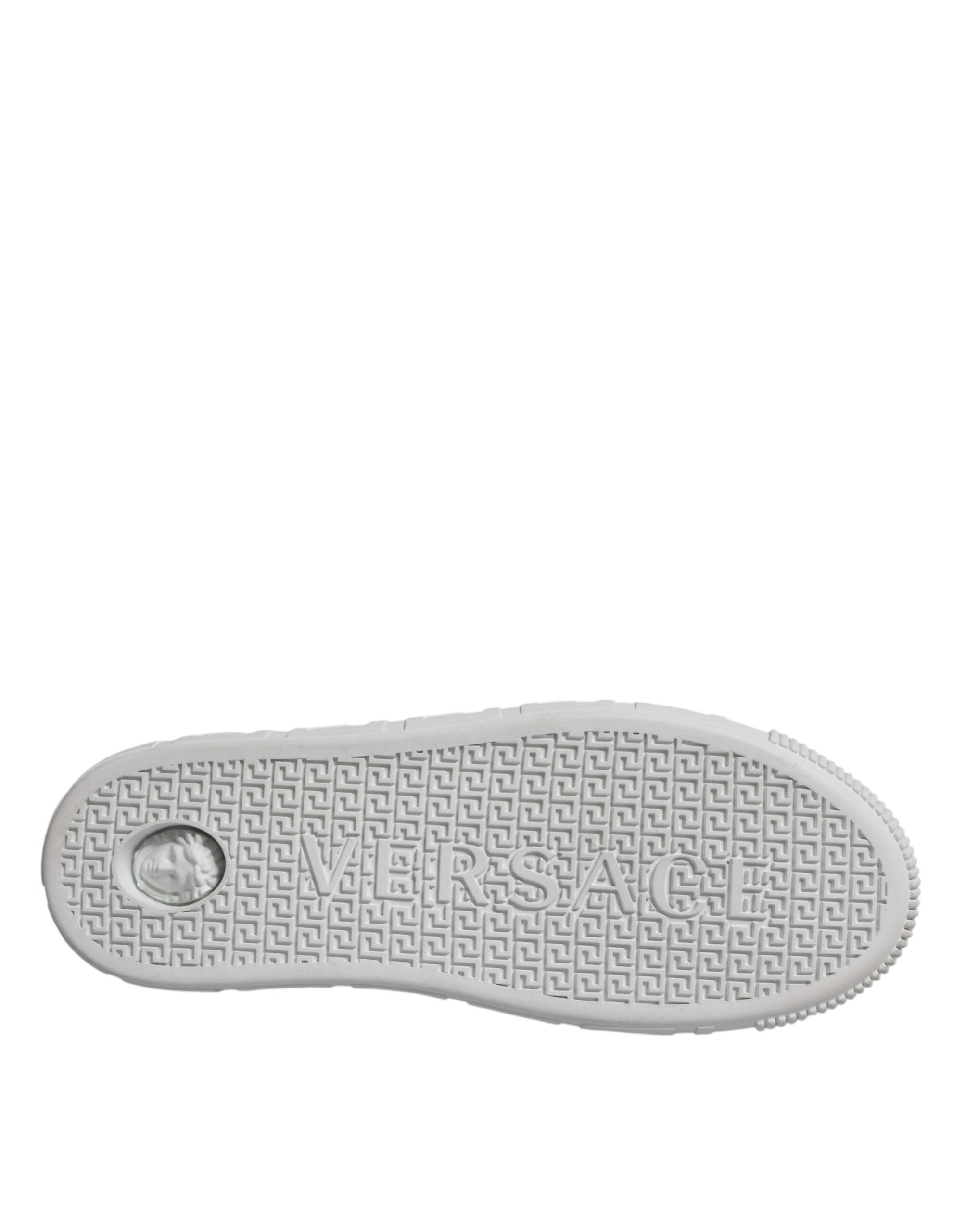 White Pink Greca Print Platform Low Top Sneakers Shoes - ventzia