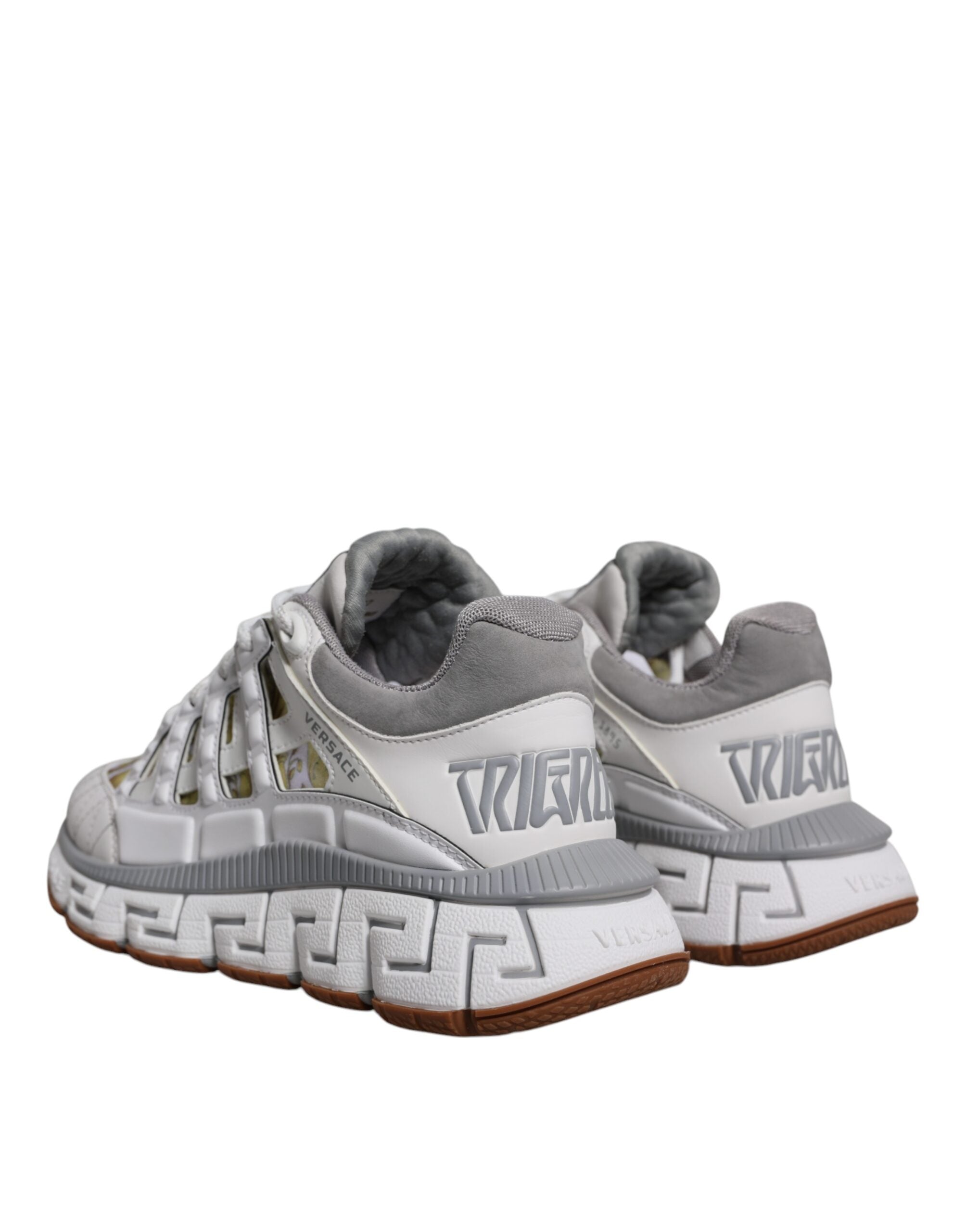 White Trigreca Barocco Print Low Top Sneakers Shoes - ventzia