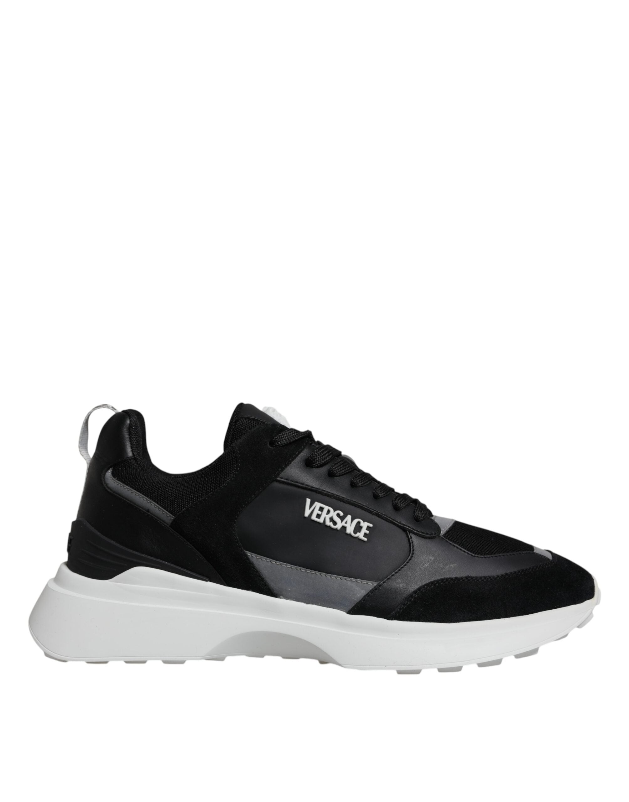 Black Canvas Quad Fabric Medusa Low Top Sneaker Shoes - ventzia