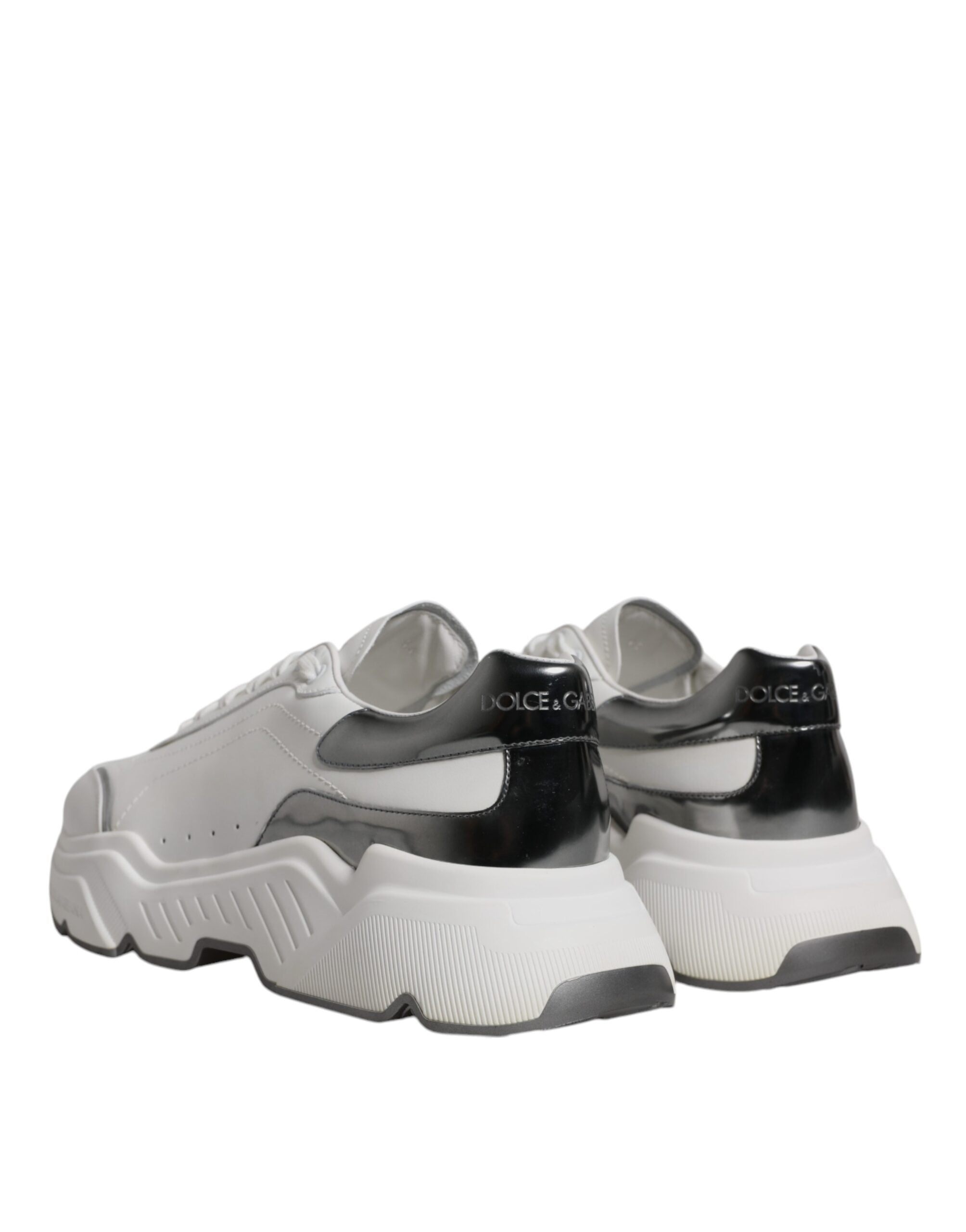 White Silver DAYMASTER Leather Sneakers Shoes - ventzia