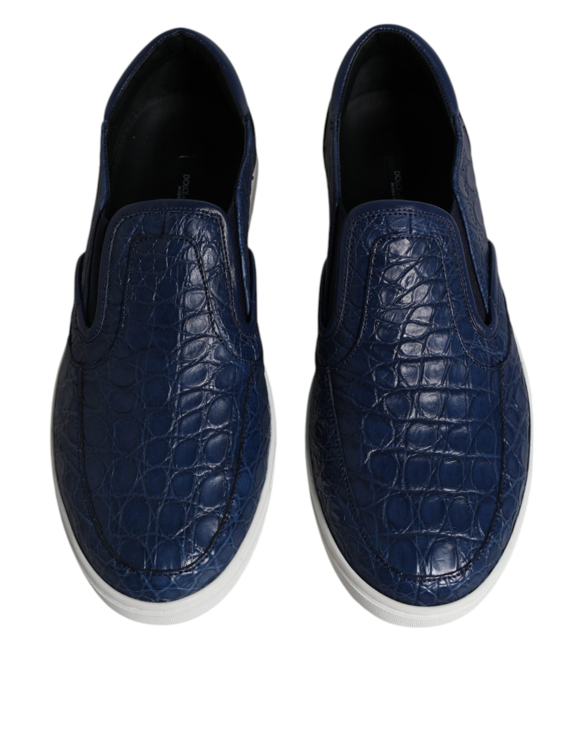 Blue Croc Exotic Leather Men Sneakers Shoes - ventzia