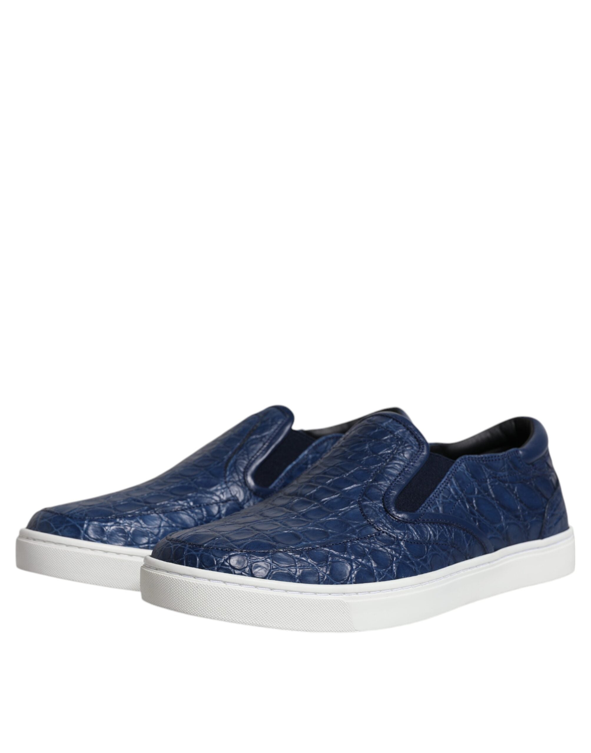 Blue Croc Exotic Leather Men Sneakers Shoes - ventzia
