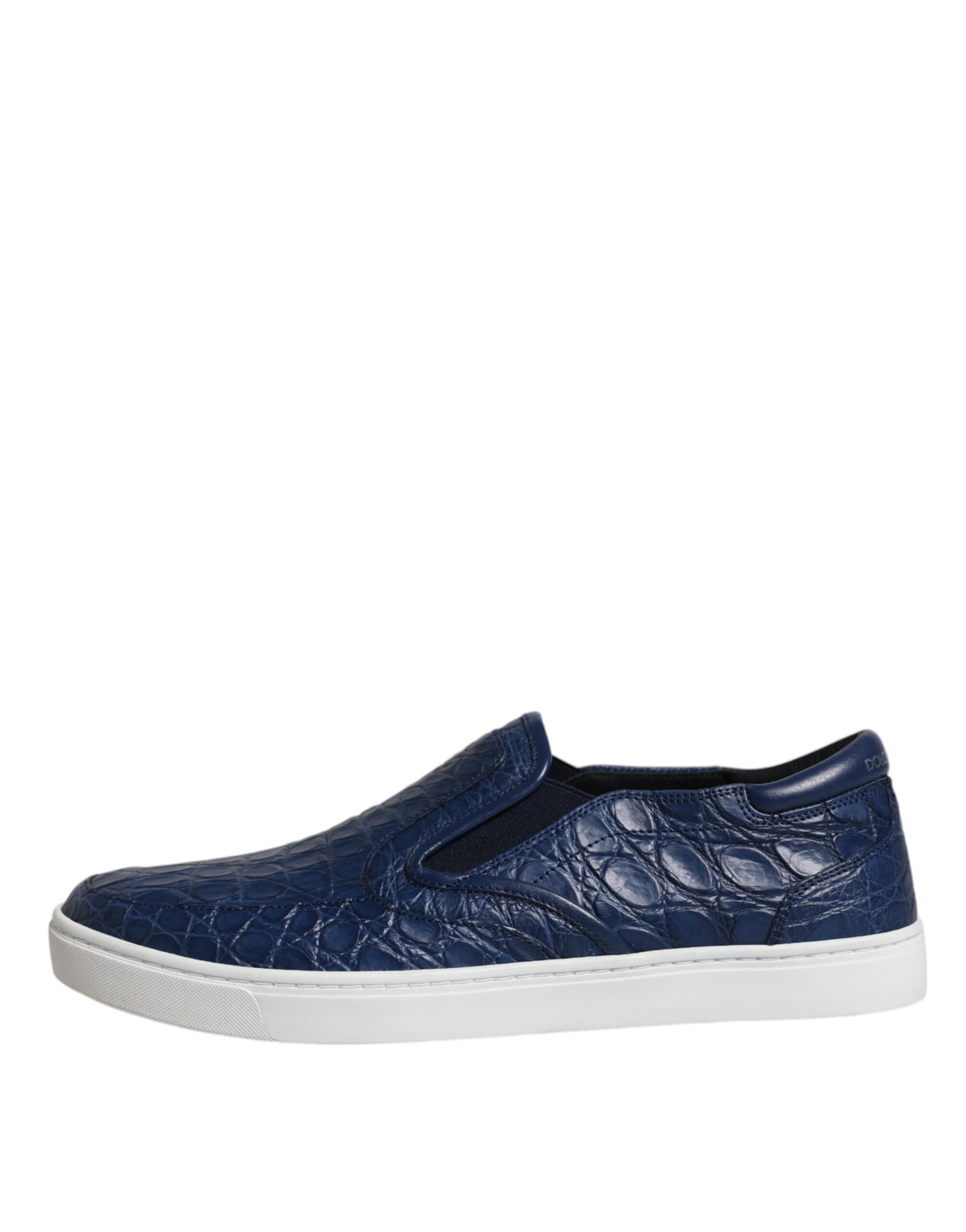 Blue Croc Exotic Leather Men Sneakers Shoes - ventzia
