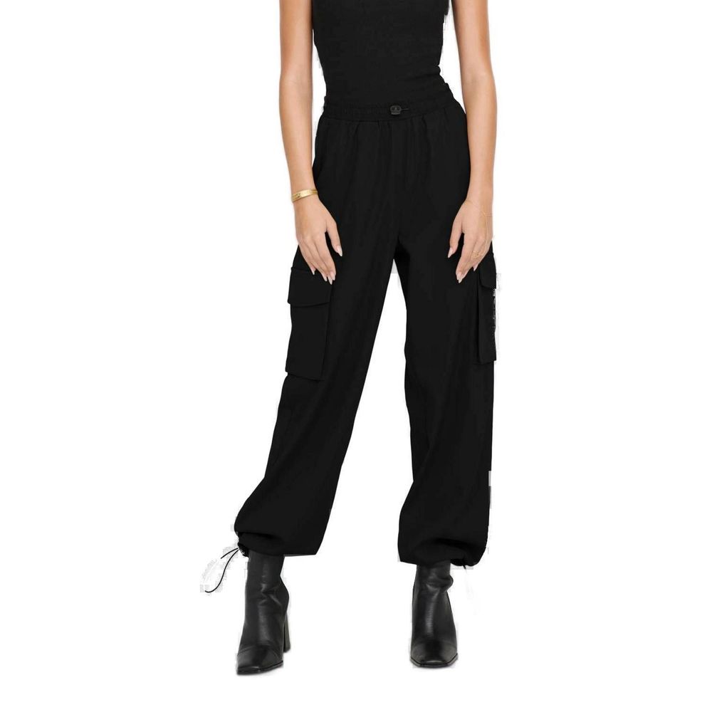 Black Cotton Cargo Pants - ventzia