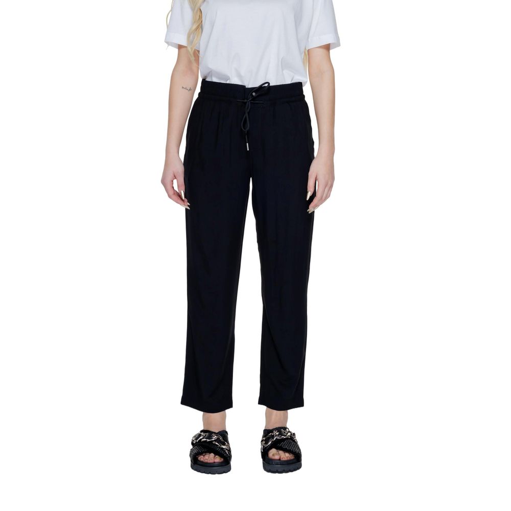 Black Viscose Casual Pants - ventzia