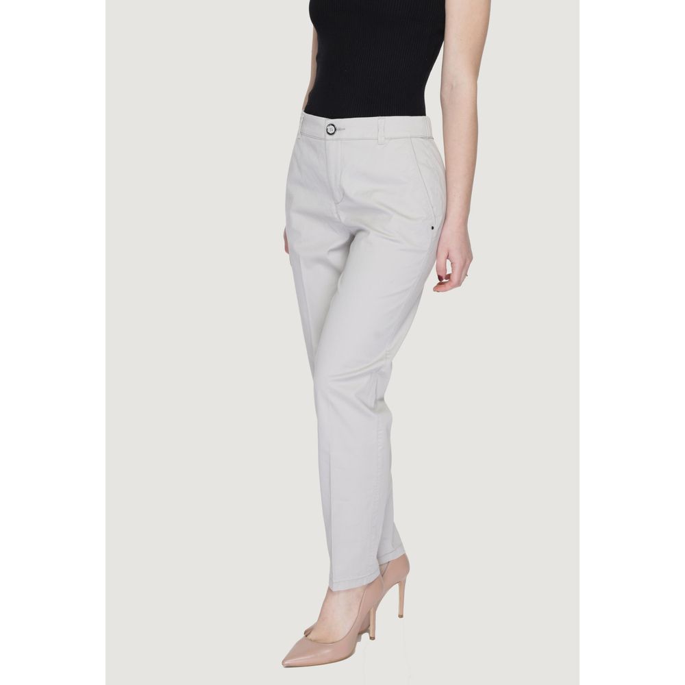 Beige Cotton Casual Pants - ventzia