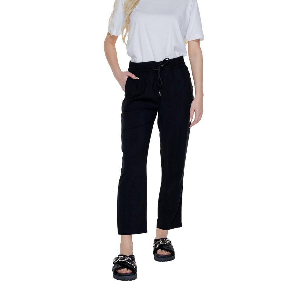Black Viscose Casual Pants - ventzia