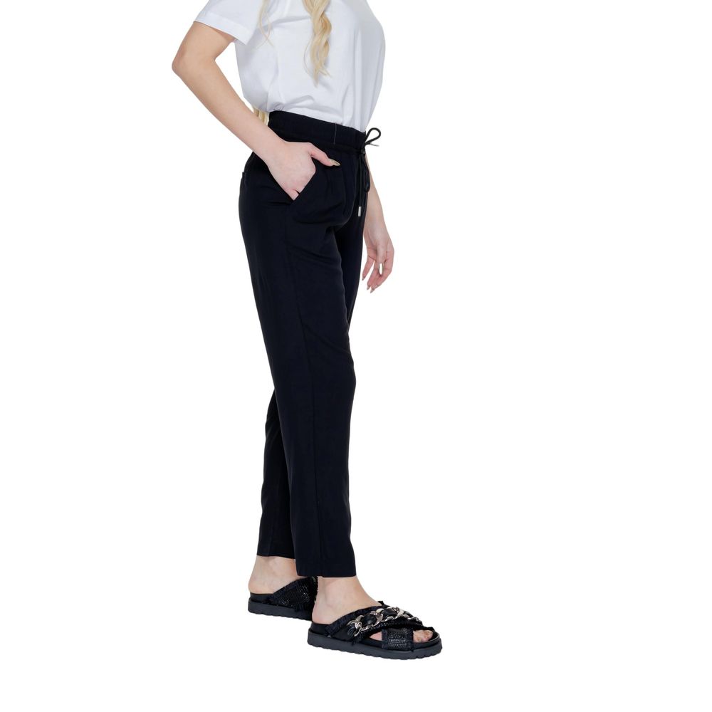 Black Viscose Casual Pants - ventzia