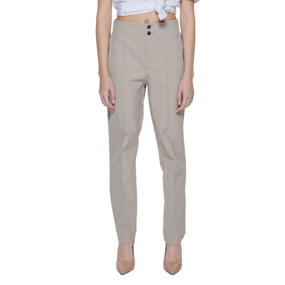 Beige Polyamide Cropped Pants - ventzia