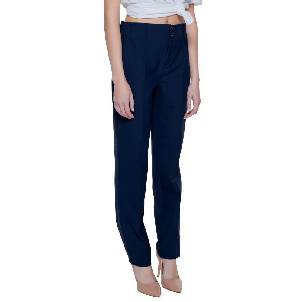 Blue Polyamide Casual Pants - ventzia